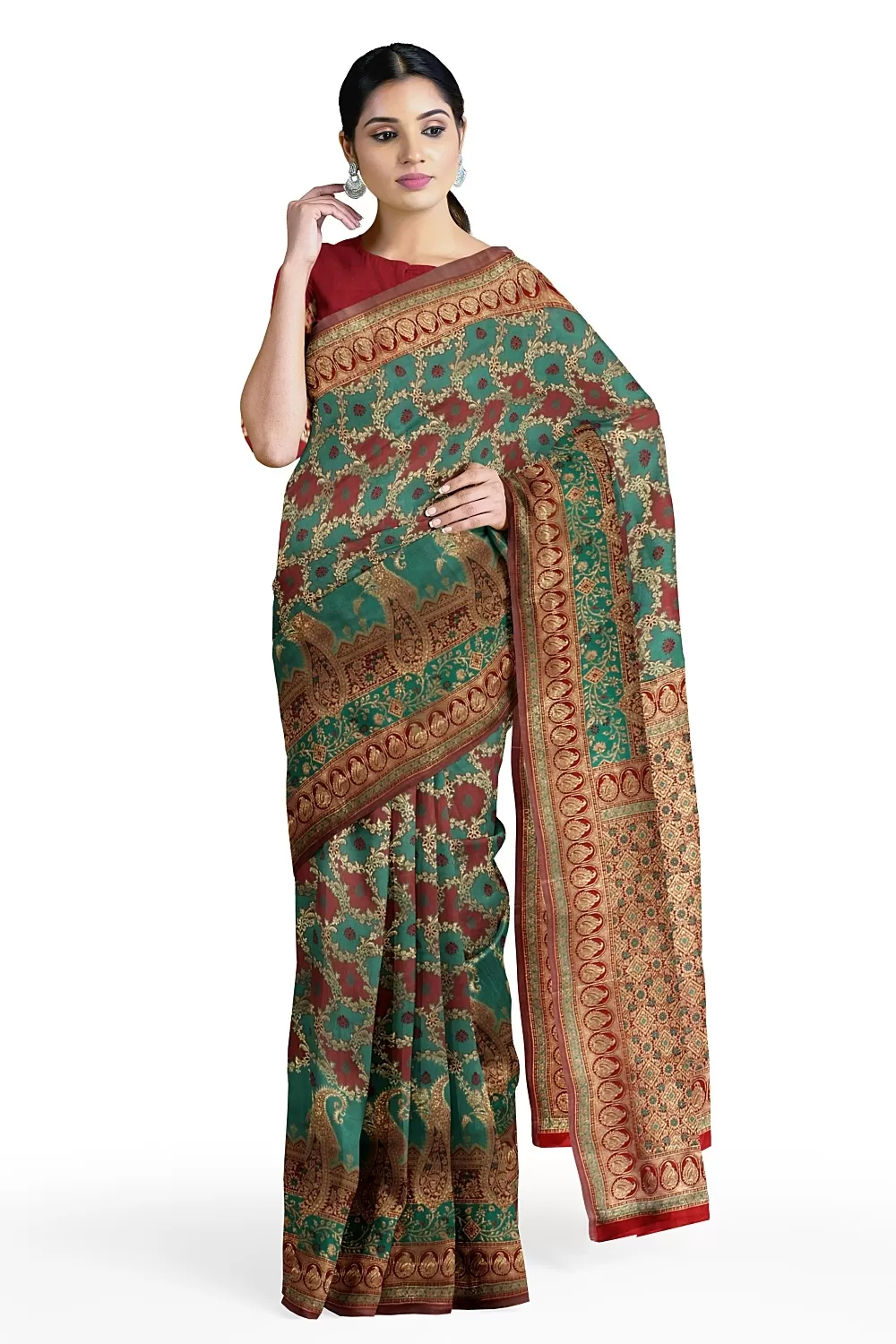 Rama Green Banarsi Silk Saree