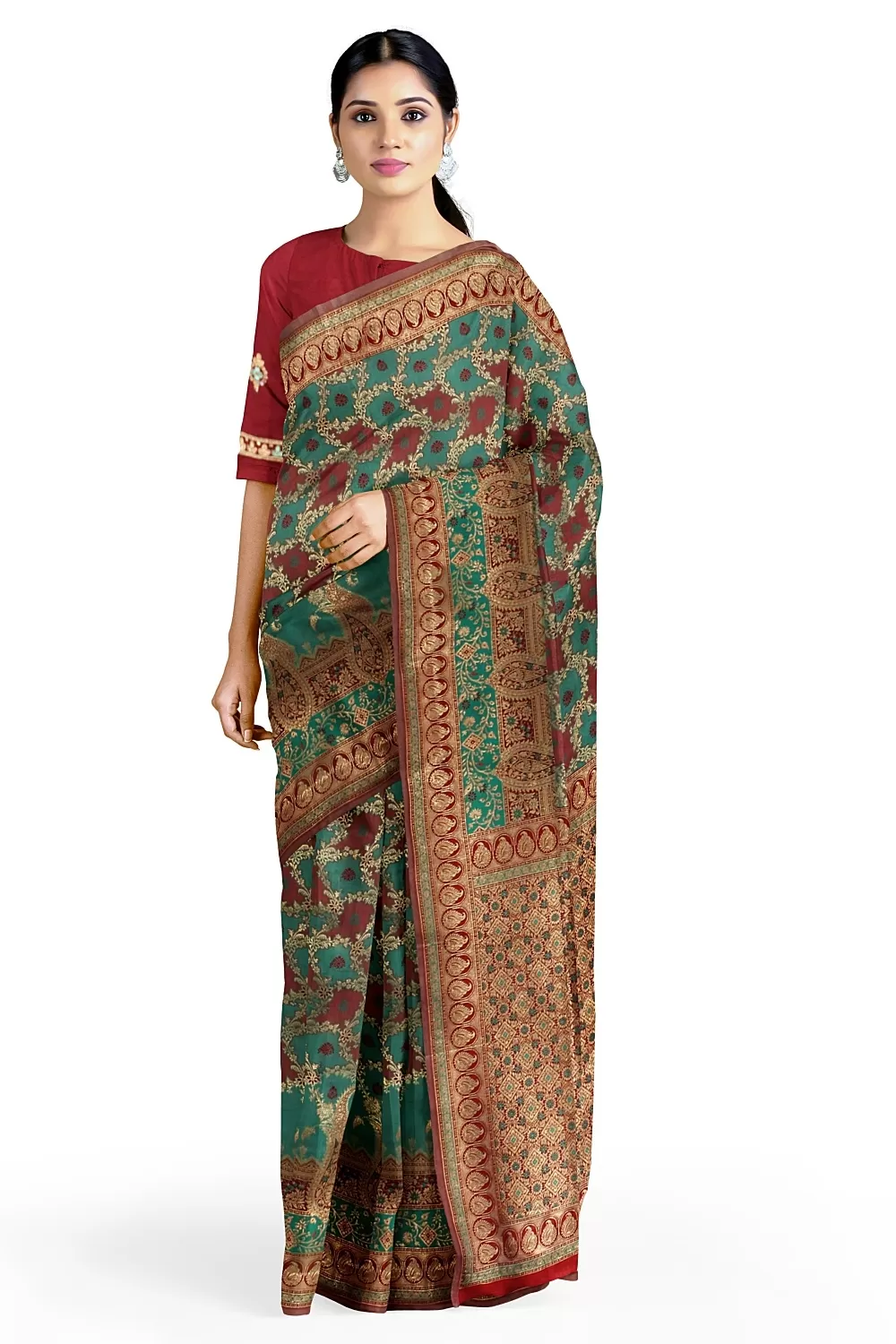 Rama Green Banarsi Silk Saree