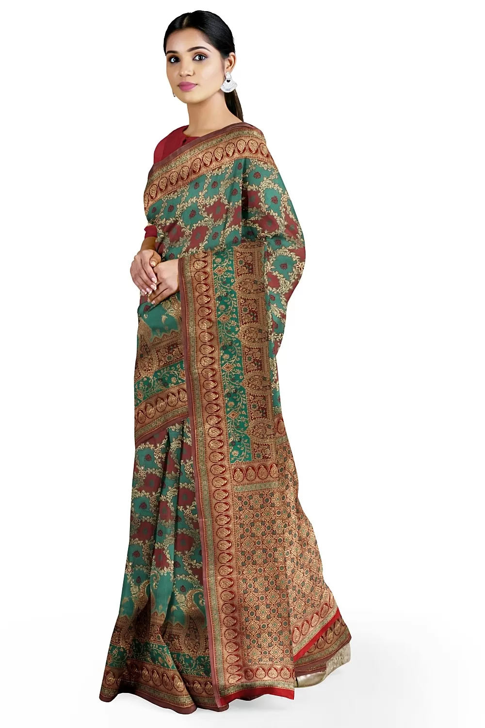 Rama Green Banarsi Silk Saree