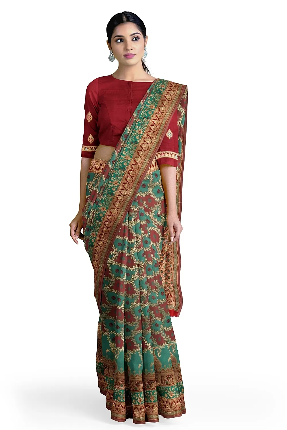 Rama Green Banarsi Silk Saree