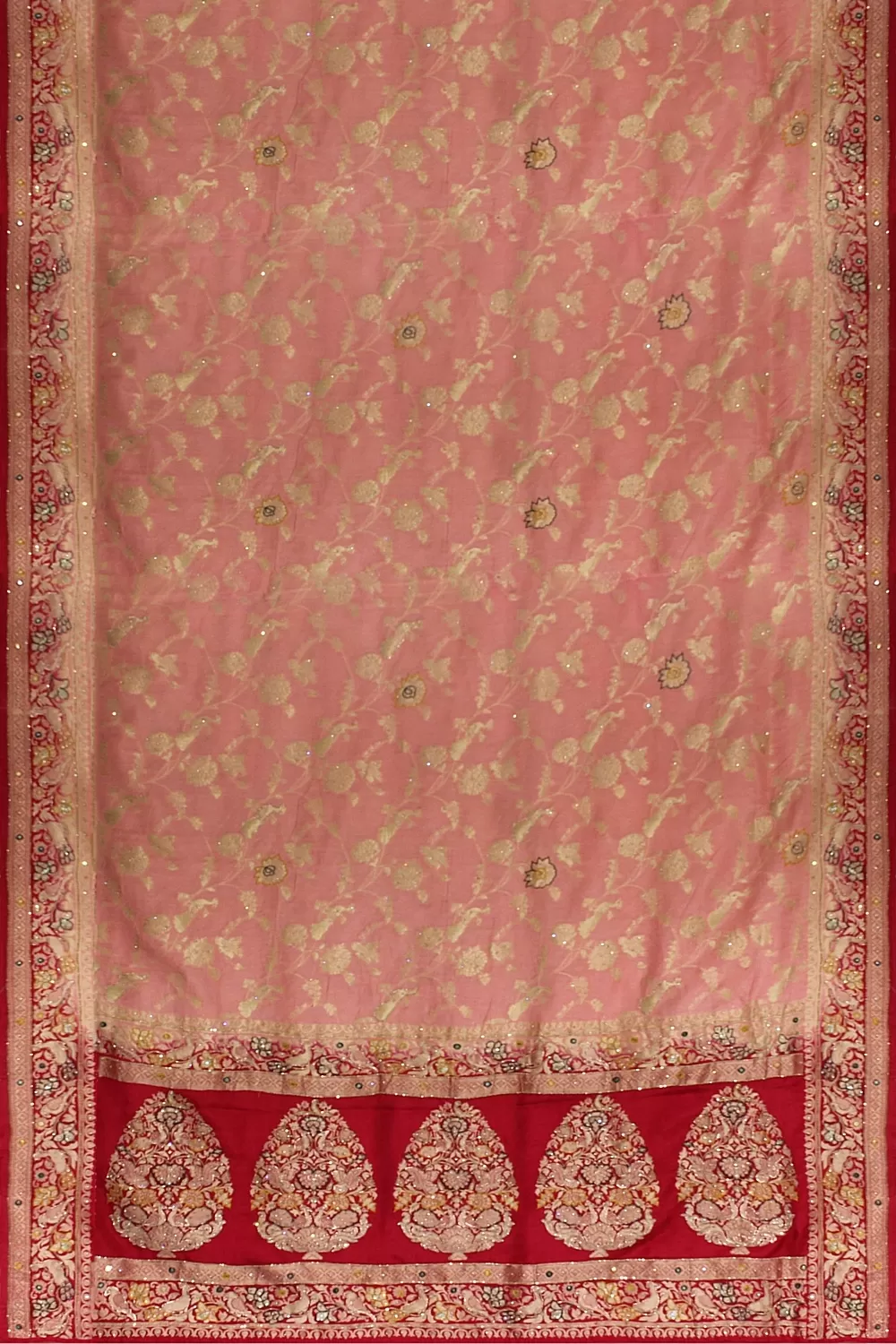 Light Pink Embroidery Silk Saree