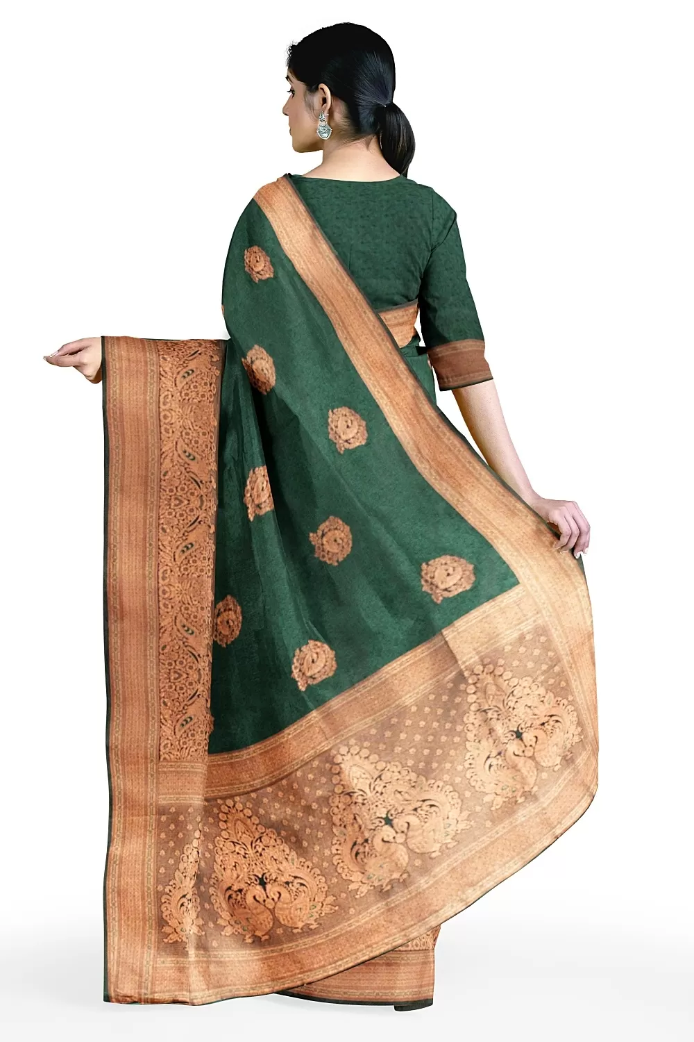 Bottle Green Soft Silk Sarees