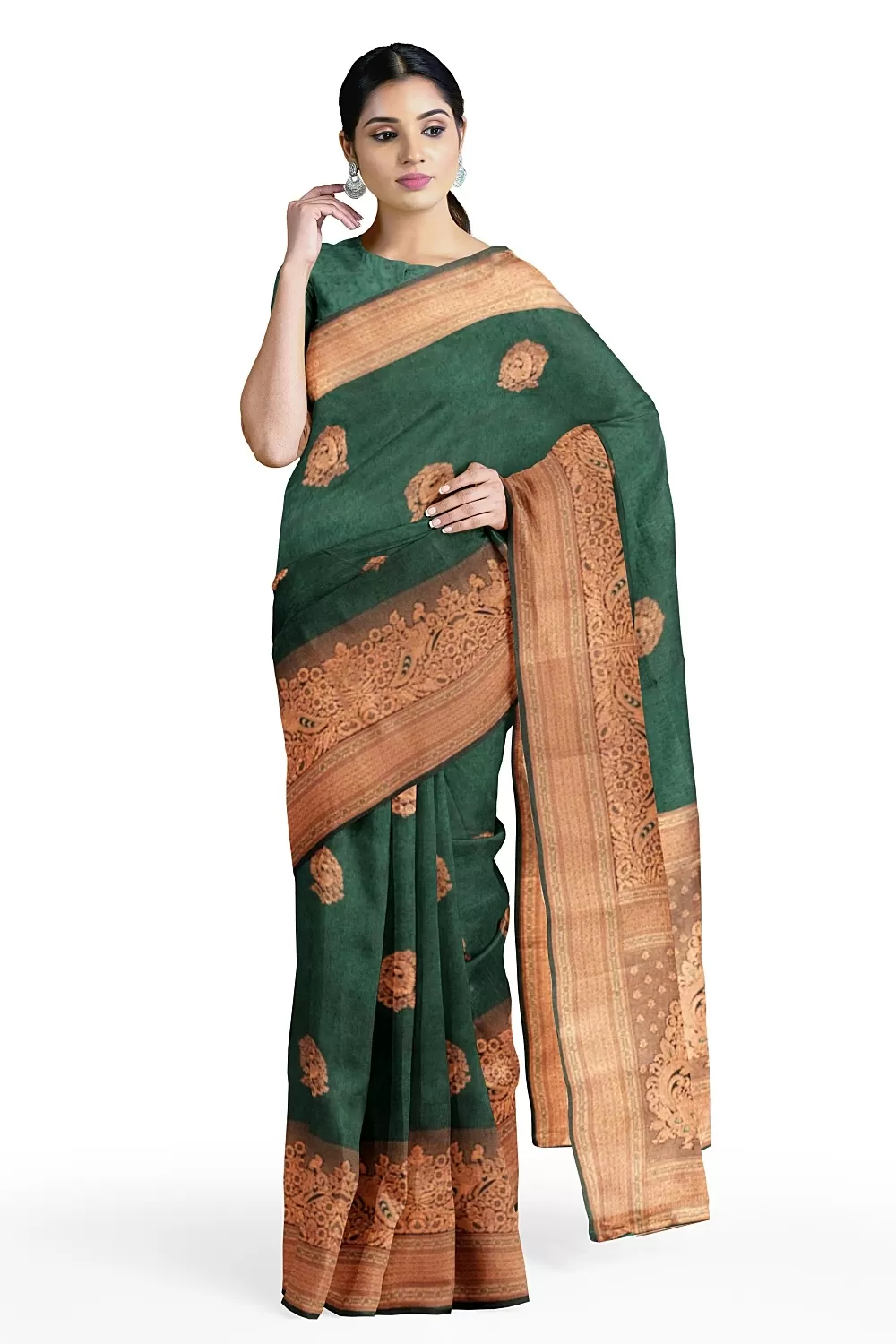 Bottle Green Soft Silk Sarees