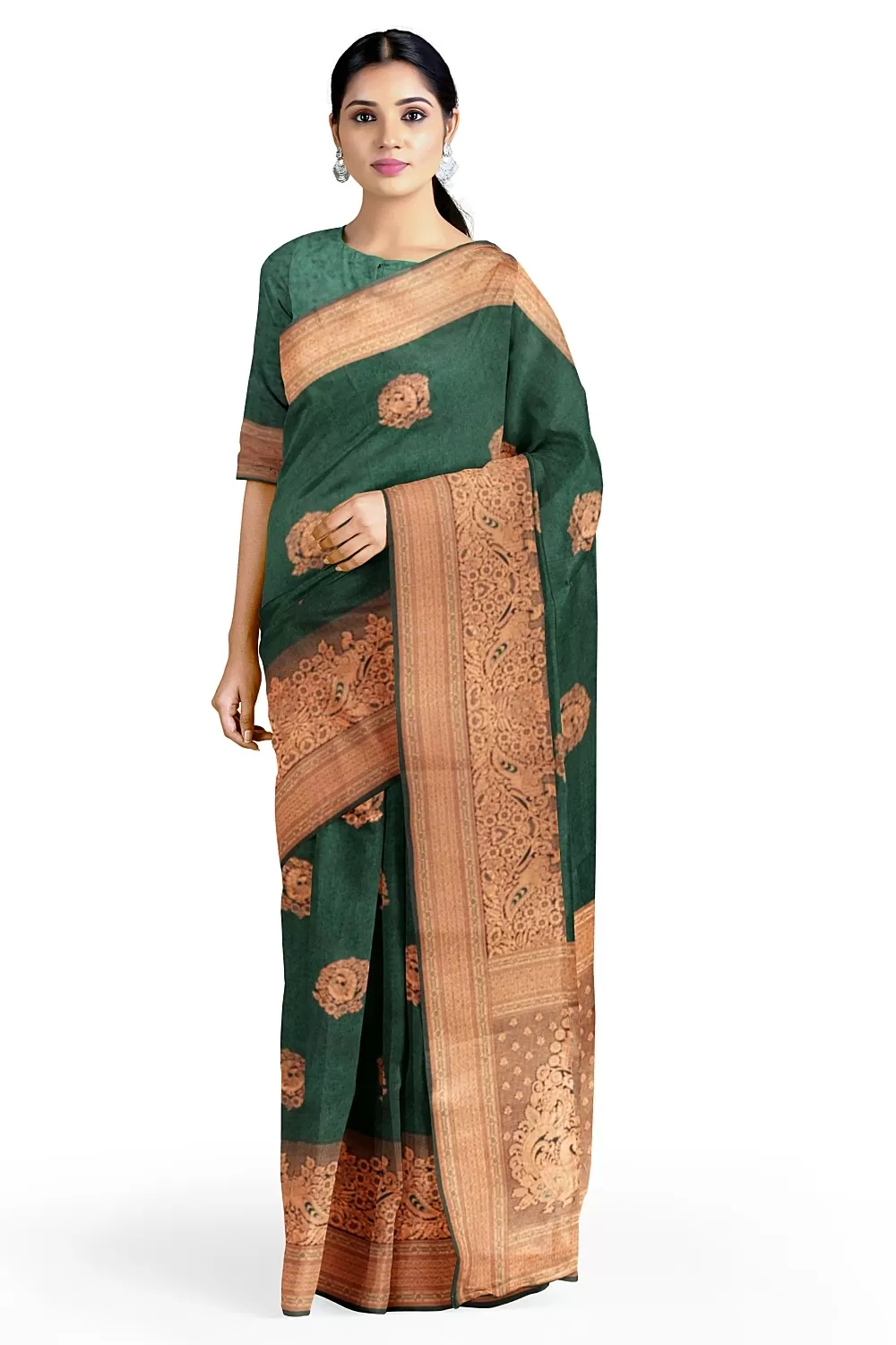 Bottle Green Soft Silk Sarees