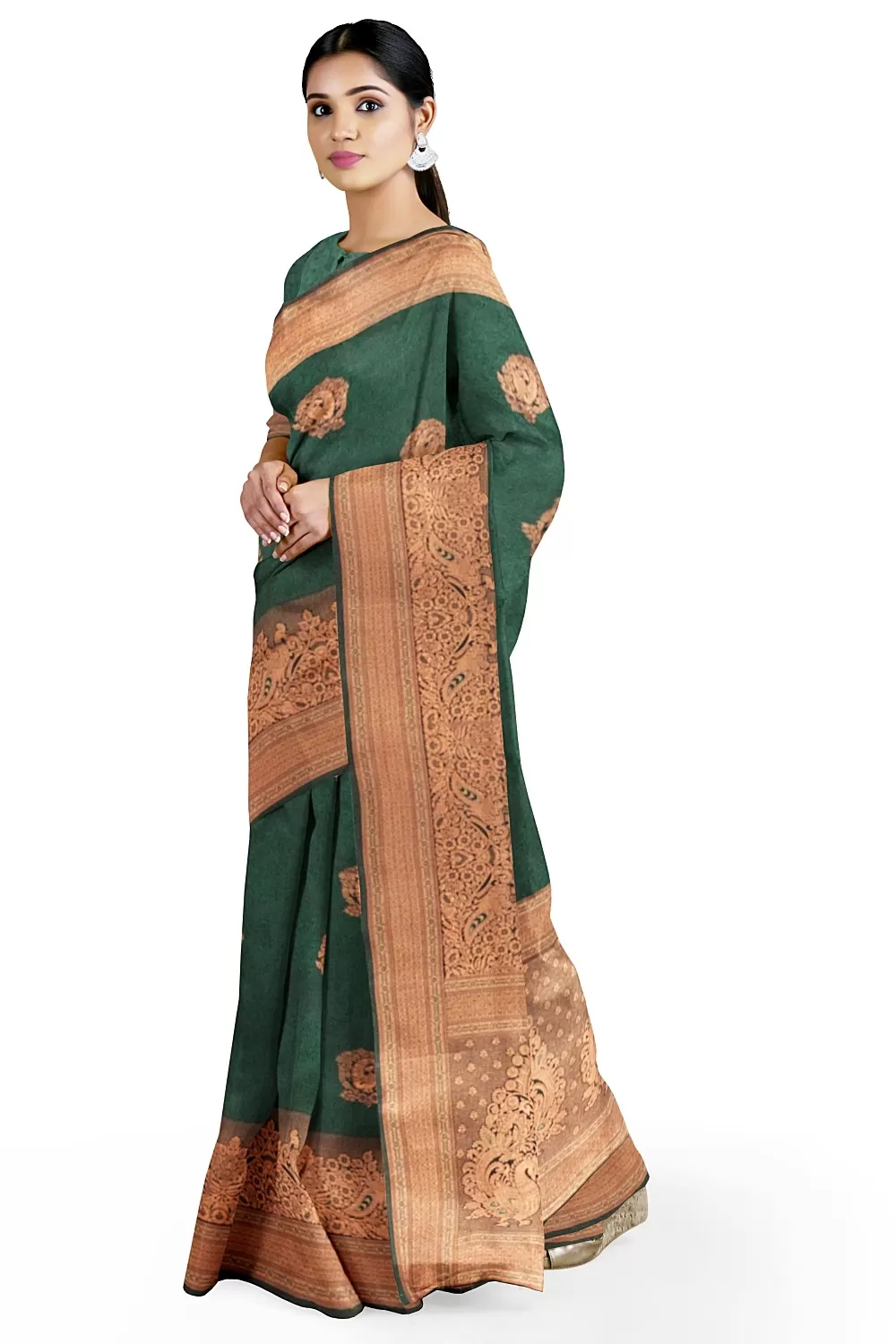 Bottle Green Soft Silk Sarees