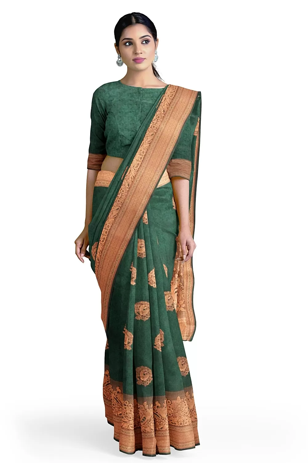 Bottle Green Soft Silk Sarees