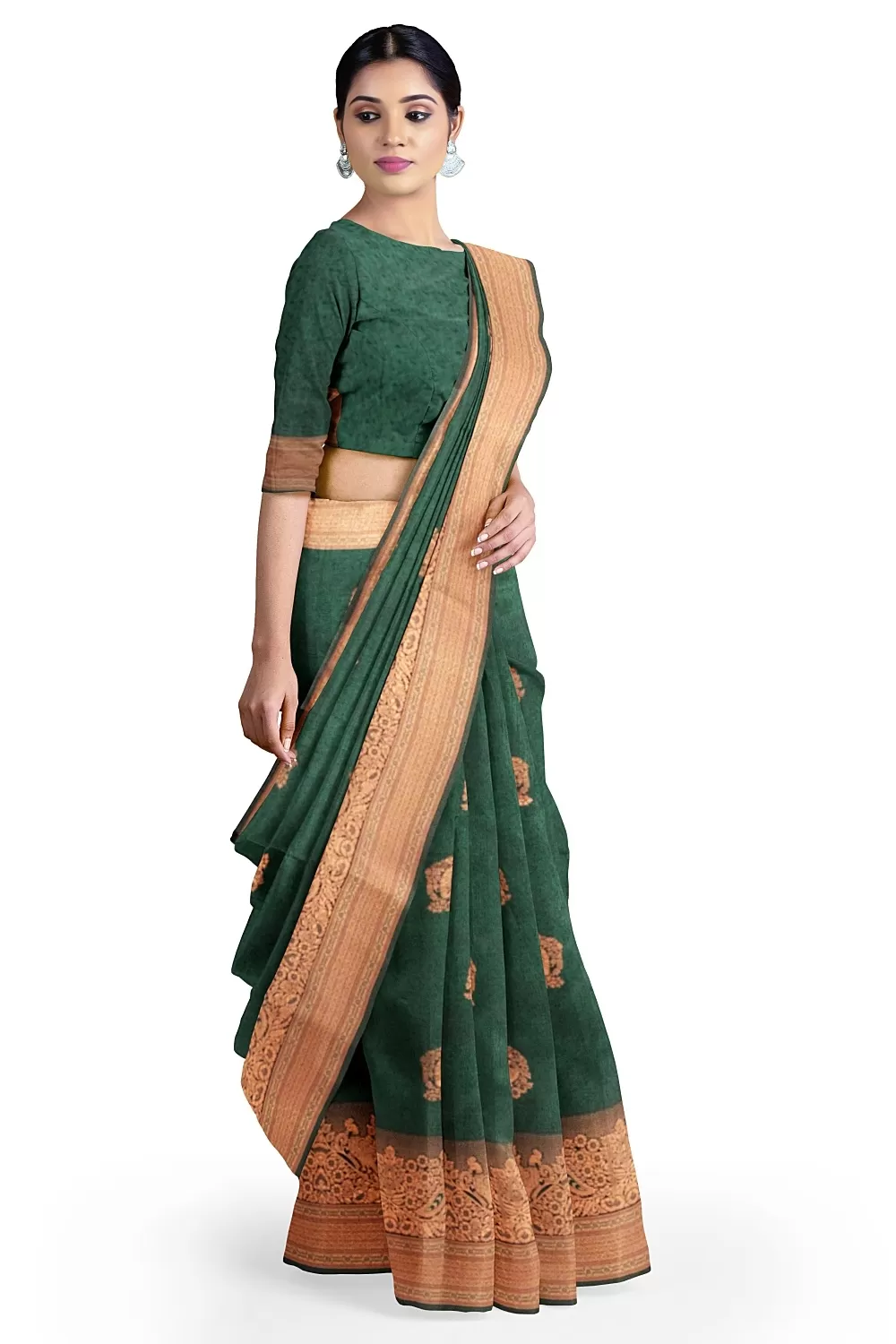 Bottle Green Soft Silk Sarees