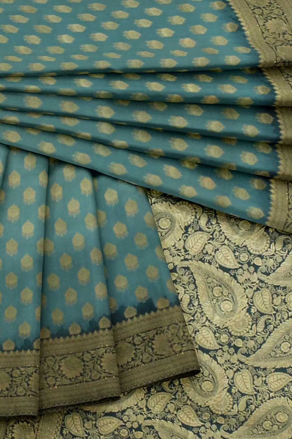 Teal Blue Dola Silk Saree