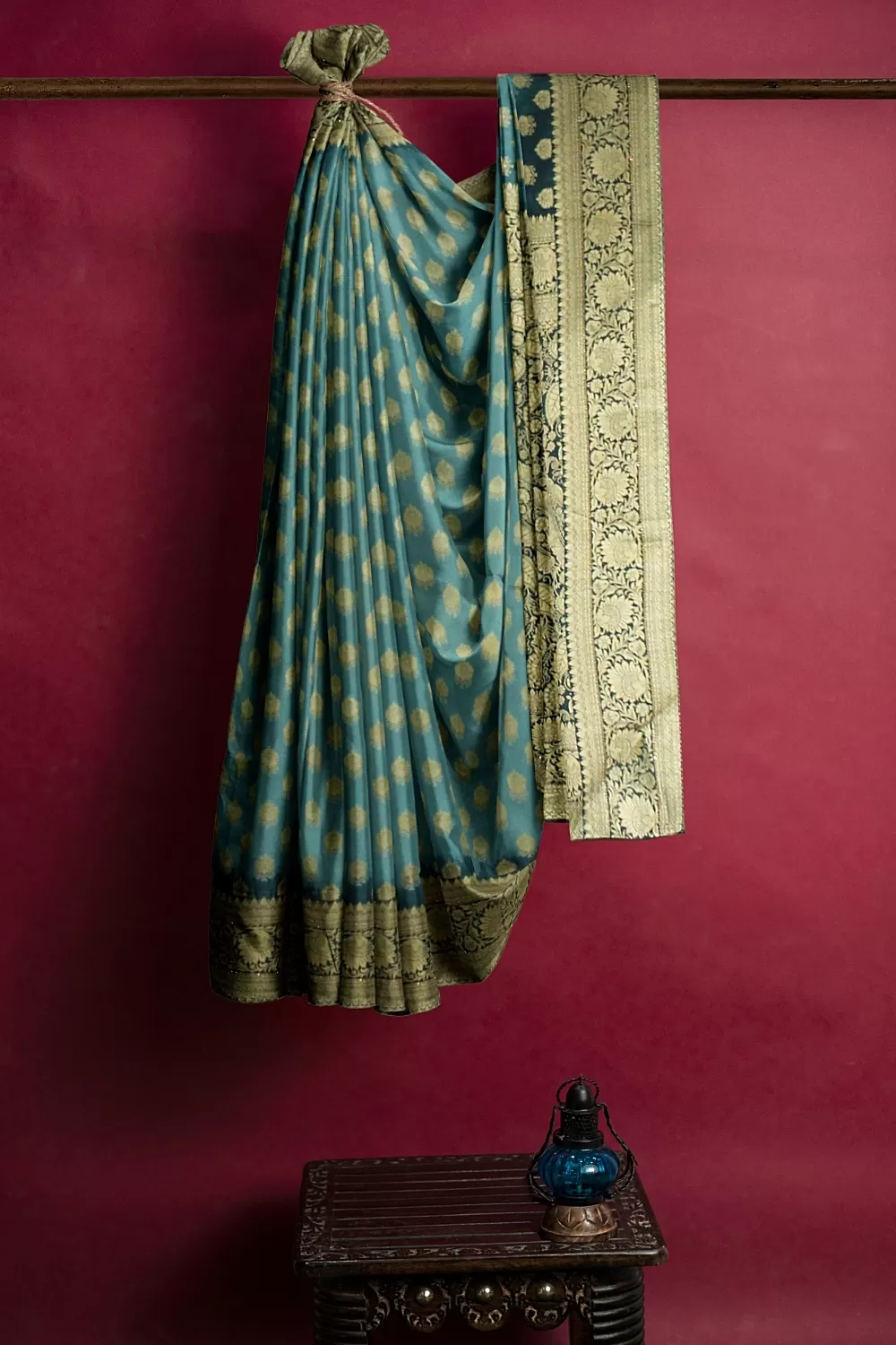 Teal Blue Dola Silk Saree