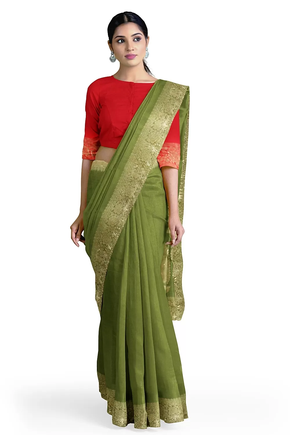 Mehandi Green soft Silk Sarees