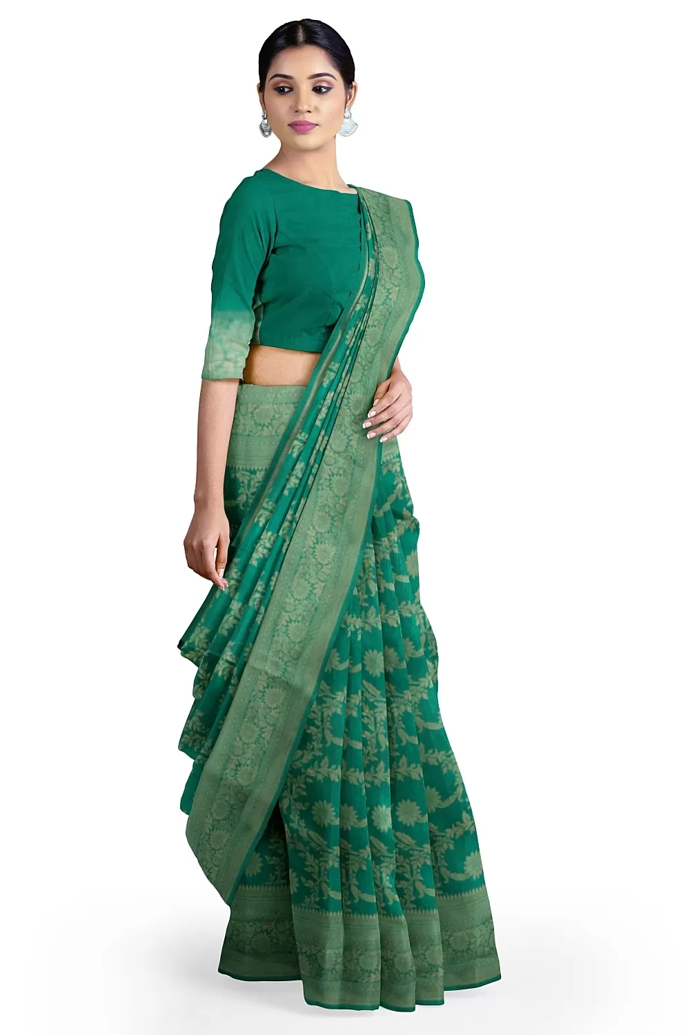 Green Colour Soft Silk Sarees