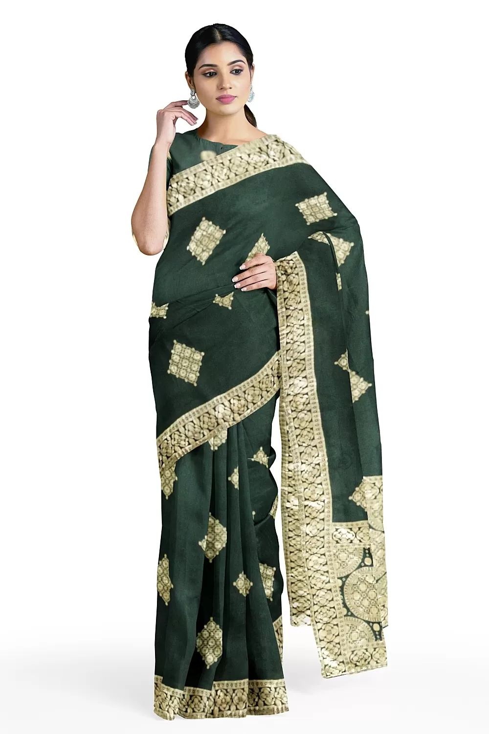 Bottle Green Soft Silk Sarees