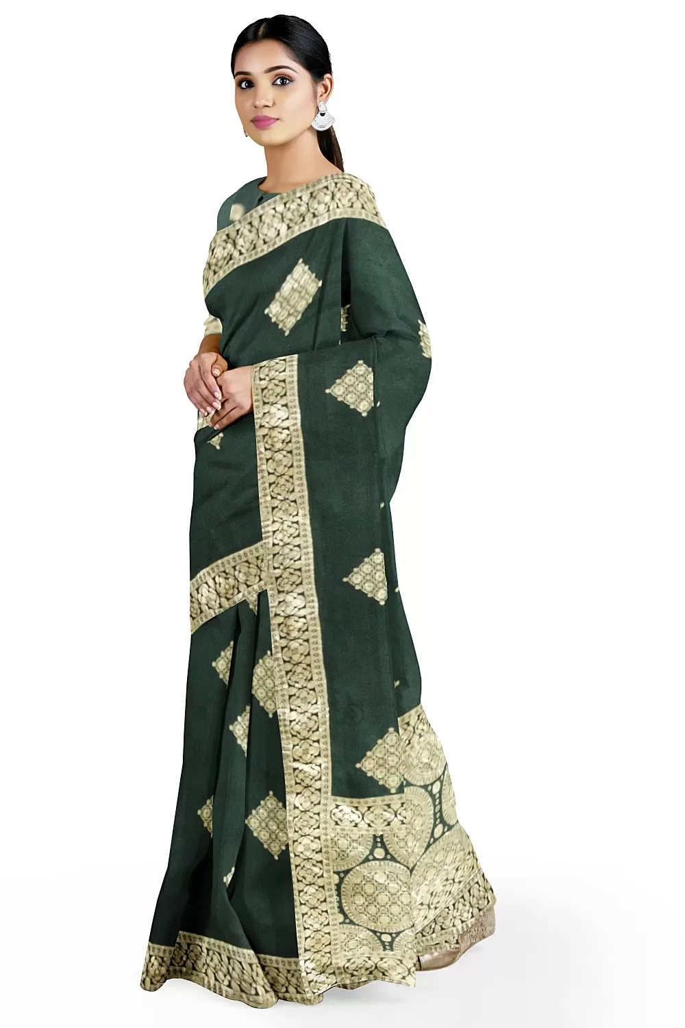 Bottle Green Soft Silk Sarees