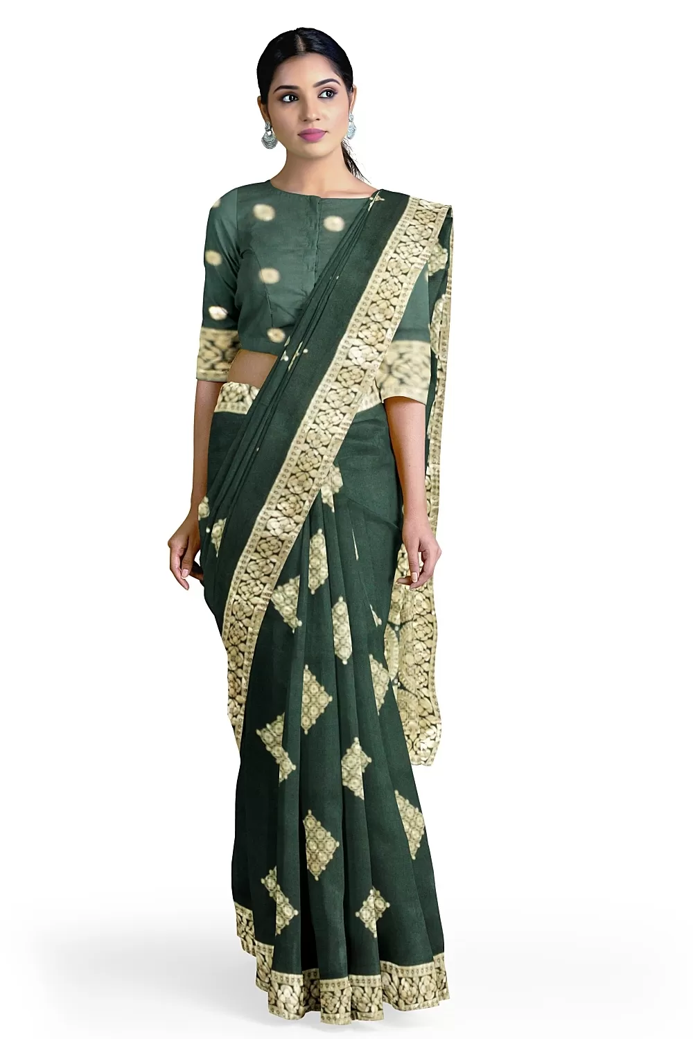 Bottle Green Soft Silk Sarees