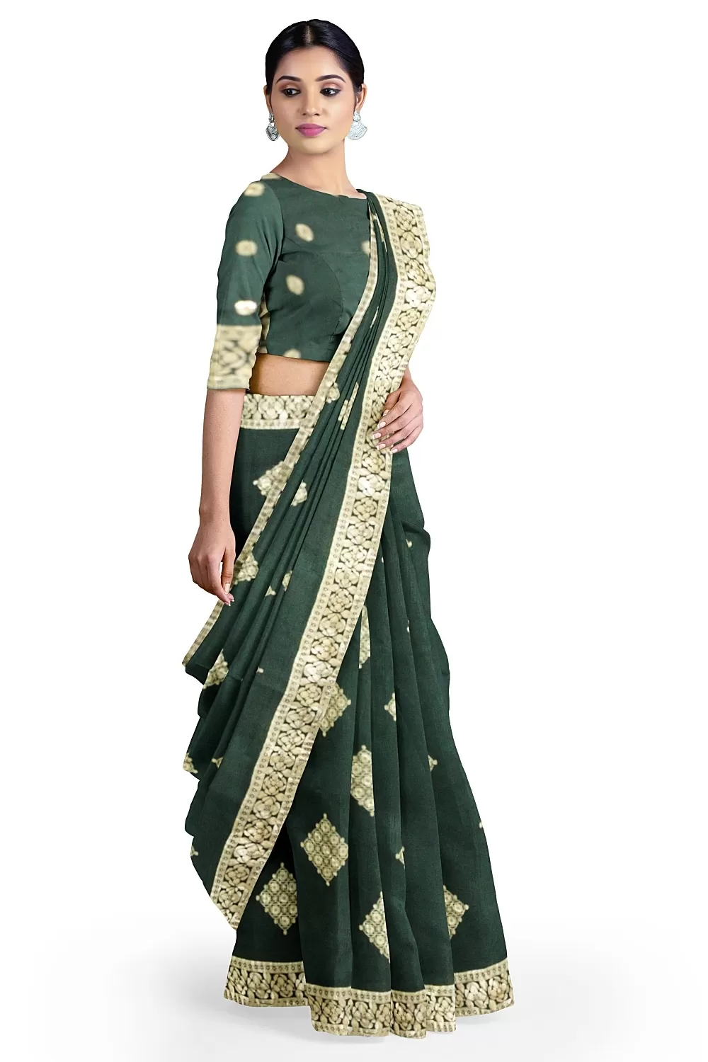 Bottle Green Soft Silk Sarees