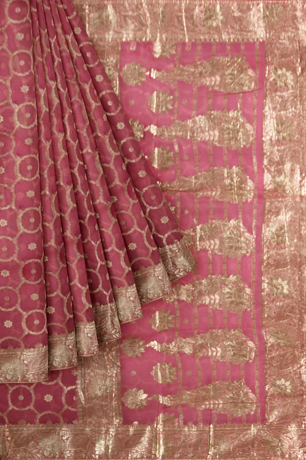 Pink Colour Organza Sarees