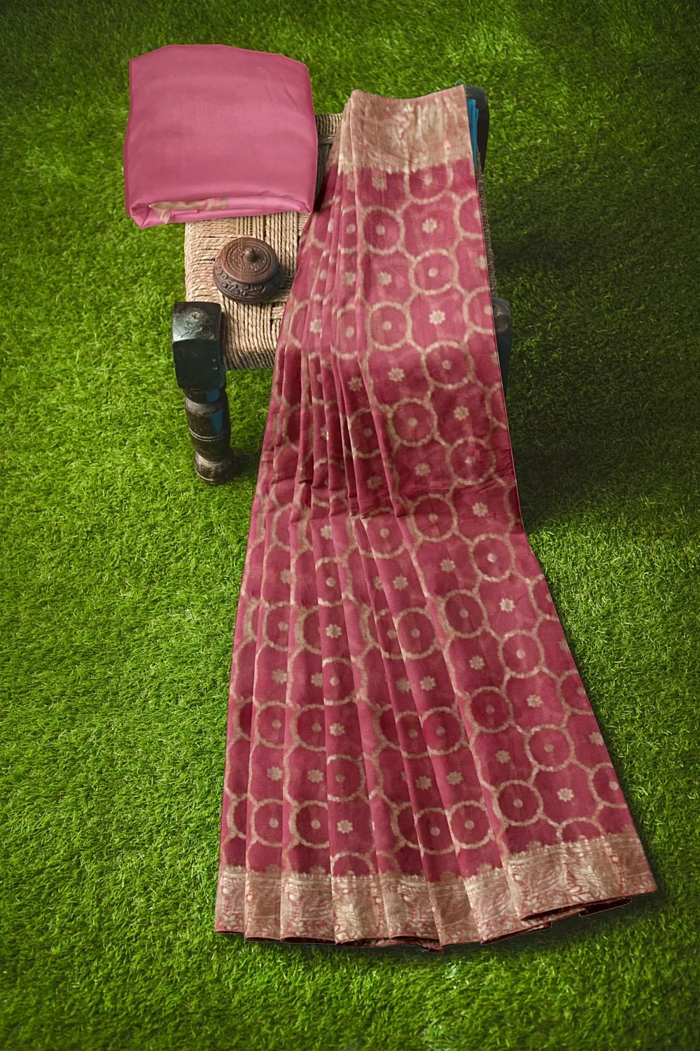 Pink Colour Organza Sarees