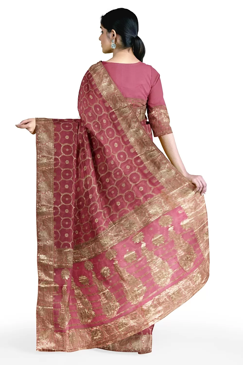 Pink Colour Organza Sarees