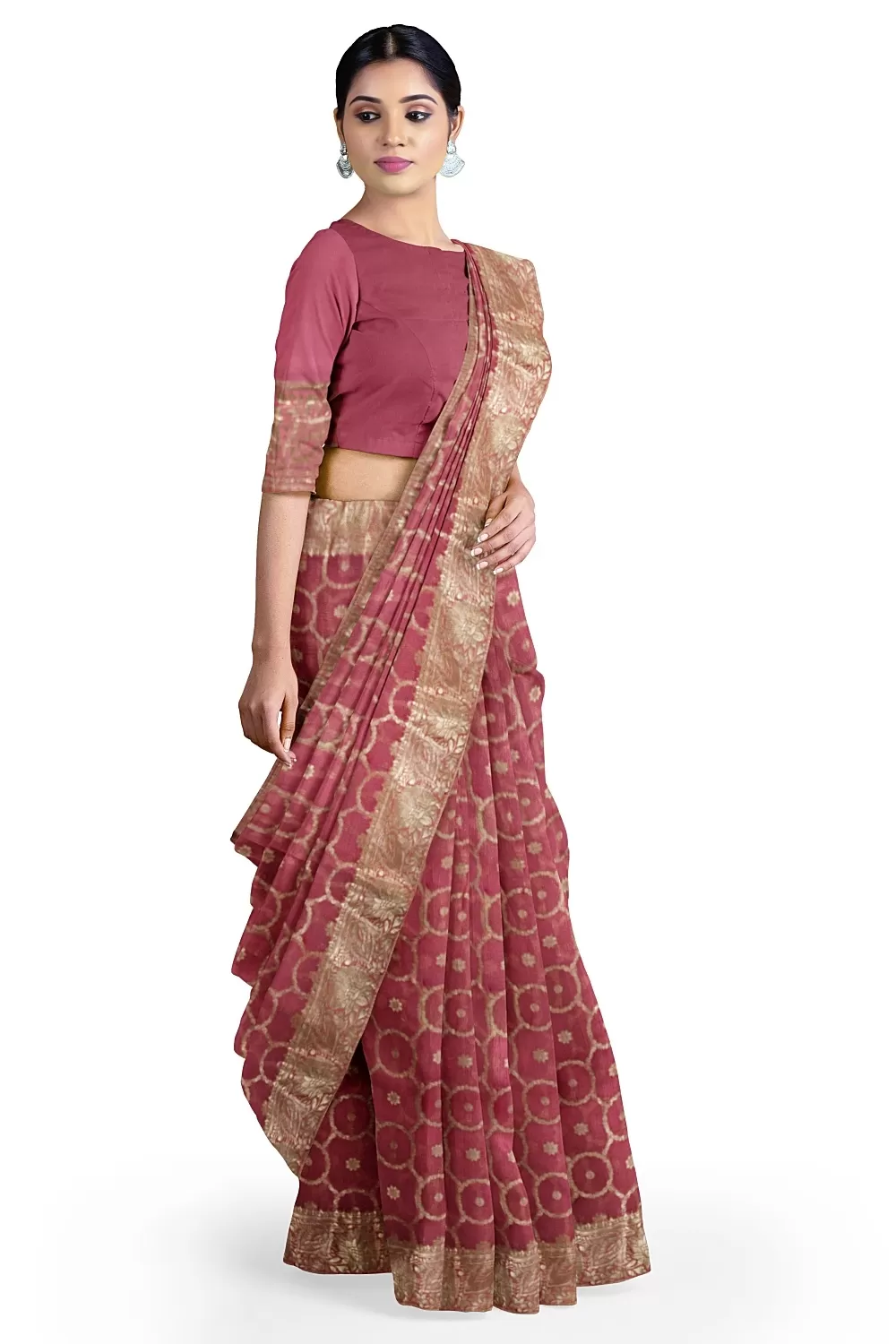 Pink Colour Organza Sarees