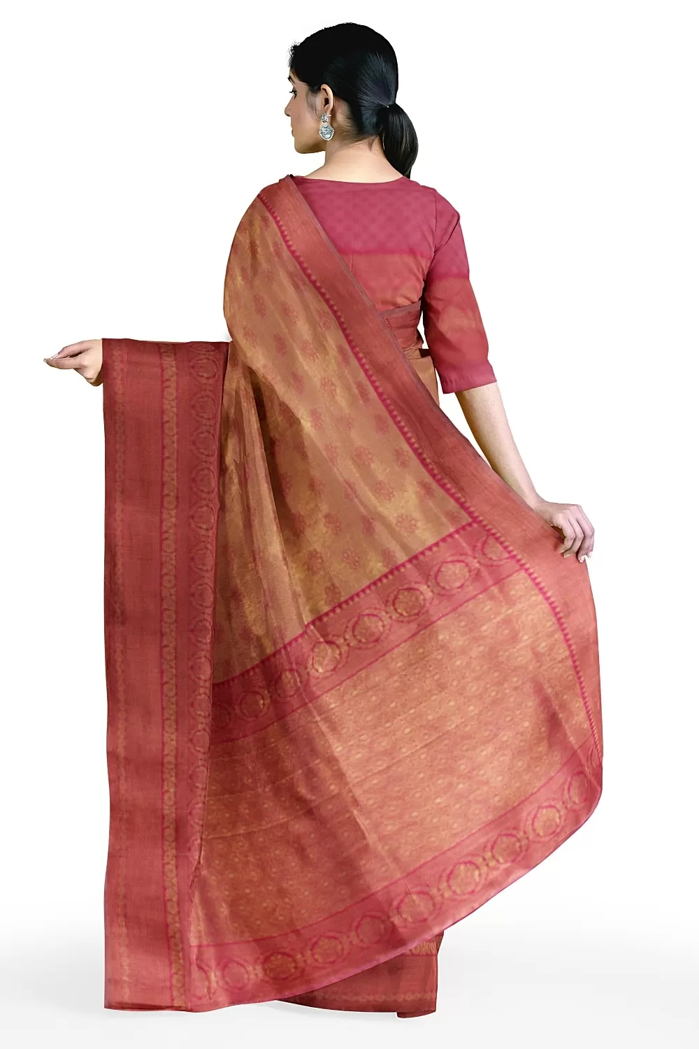 Peach Colour Soft Silk Sarees