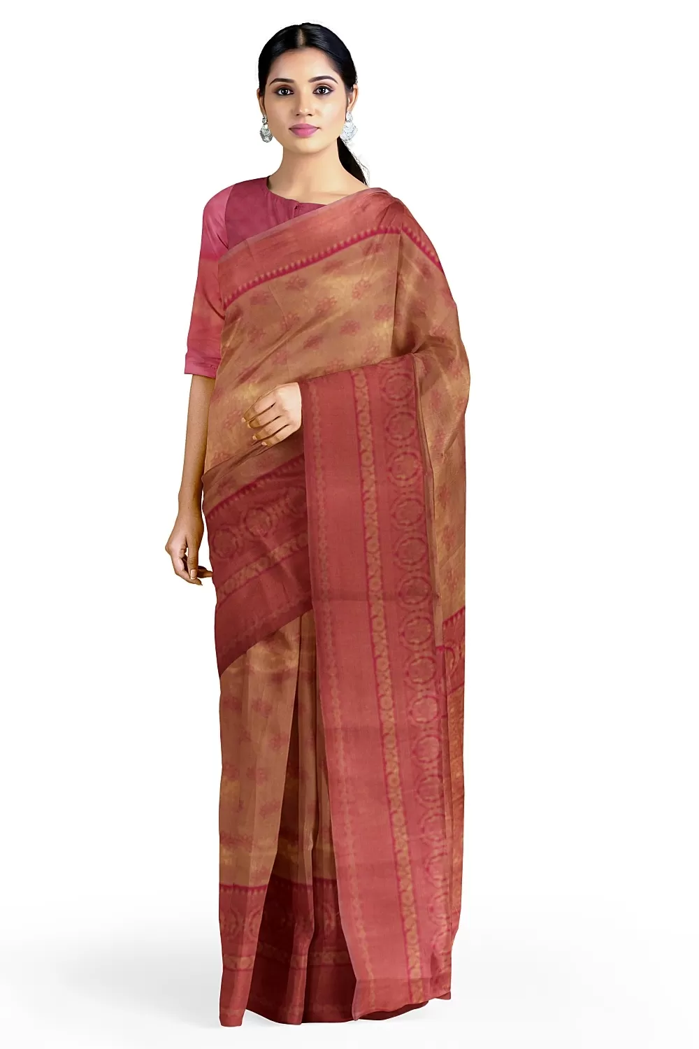 Peach Colour Soft Silk Sarees