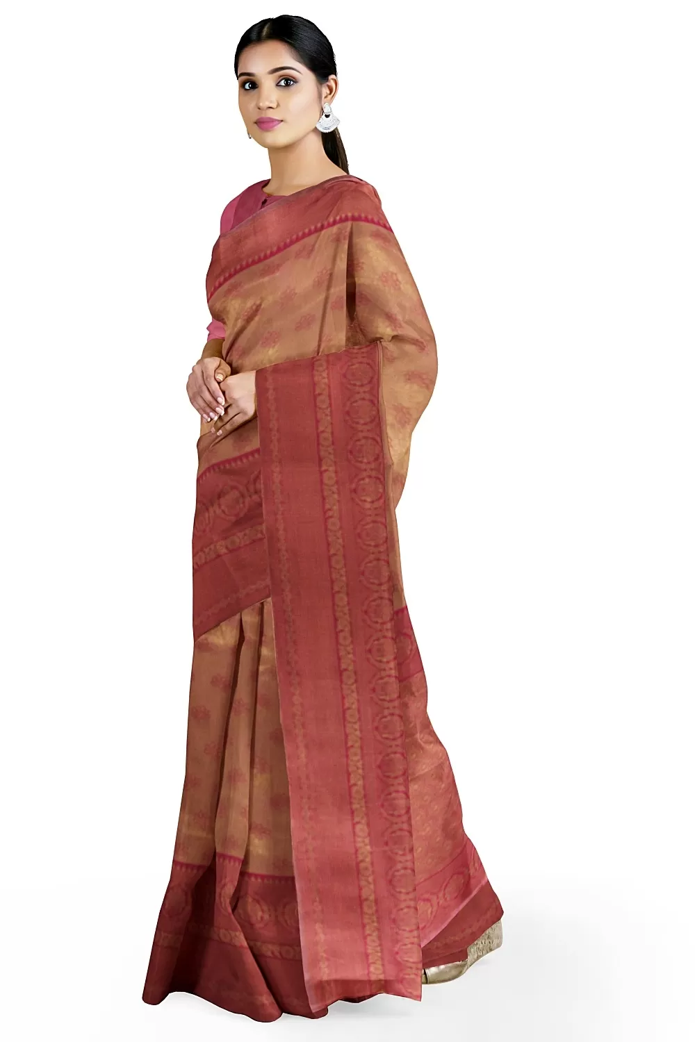 Peach Colour Soft Silk Sarees