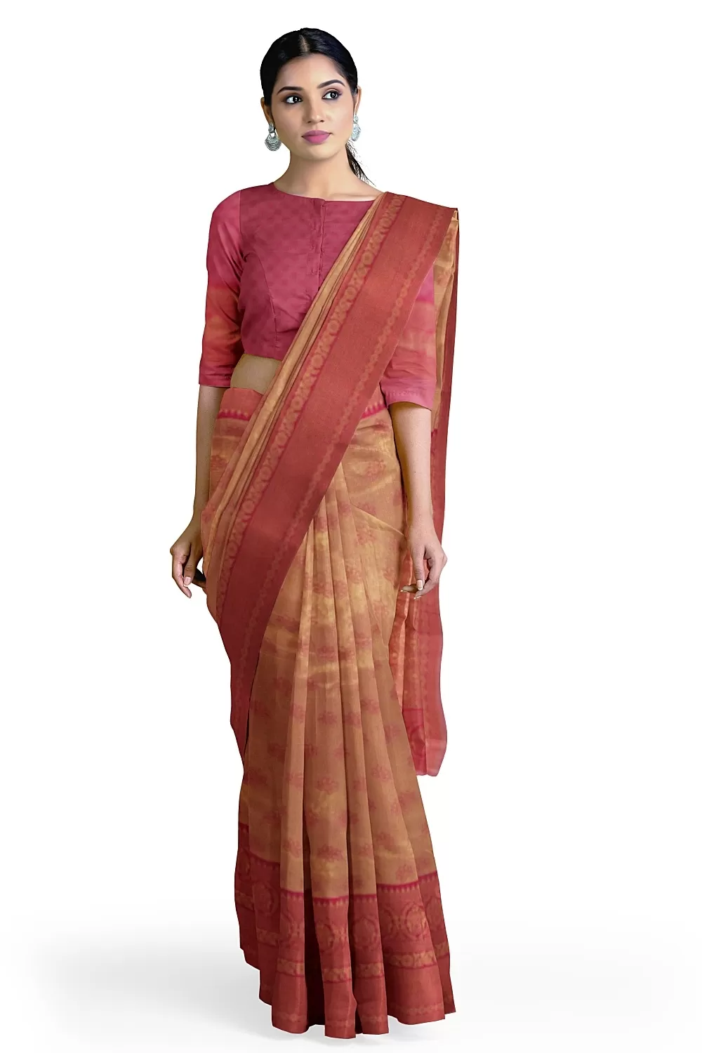 Peach Colour Soft Silk Sarees