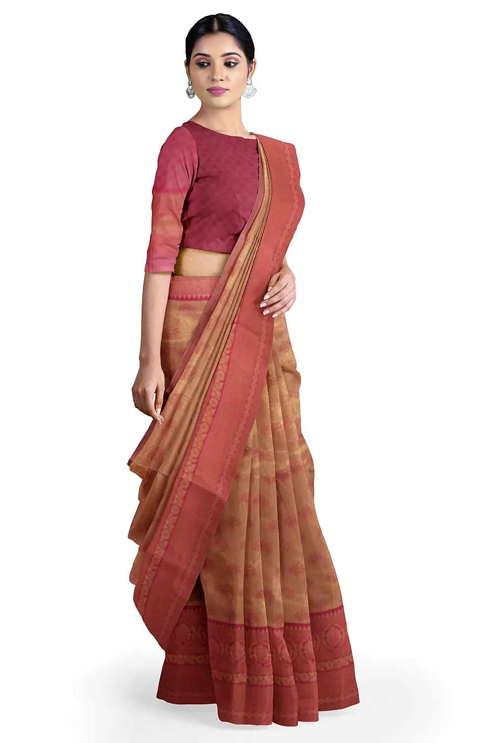 Peach Colour Soft Silk Sarees