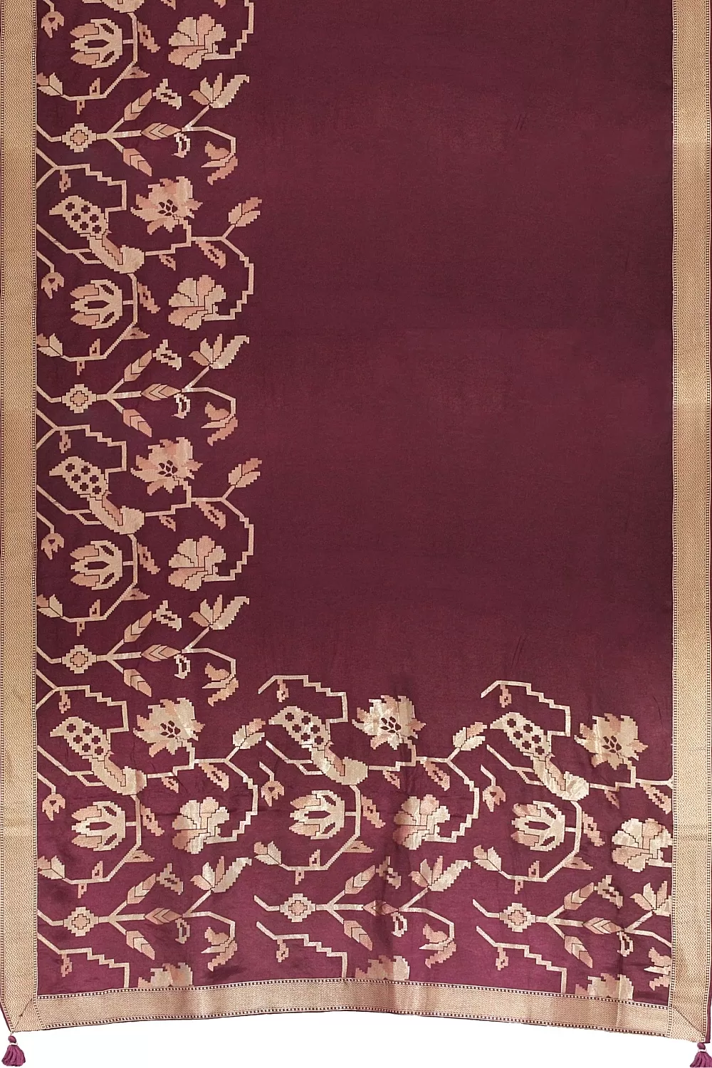 Wine Colour Tussa Sarees