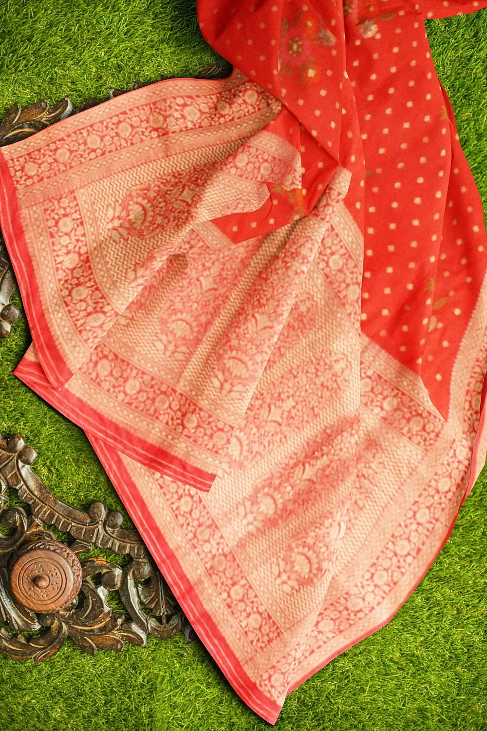 Carrot Colour Soft Silk Sarees