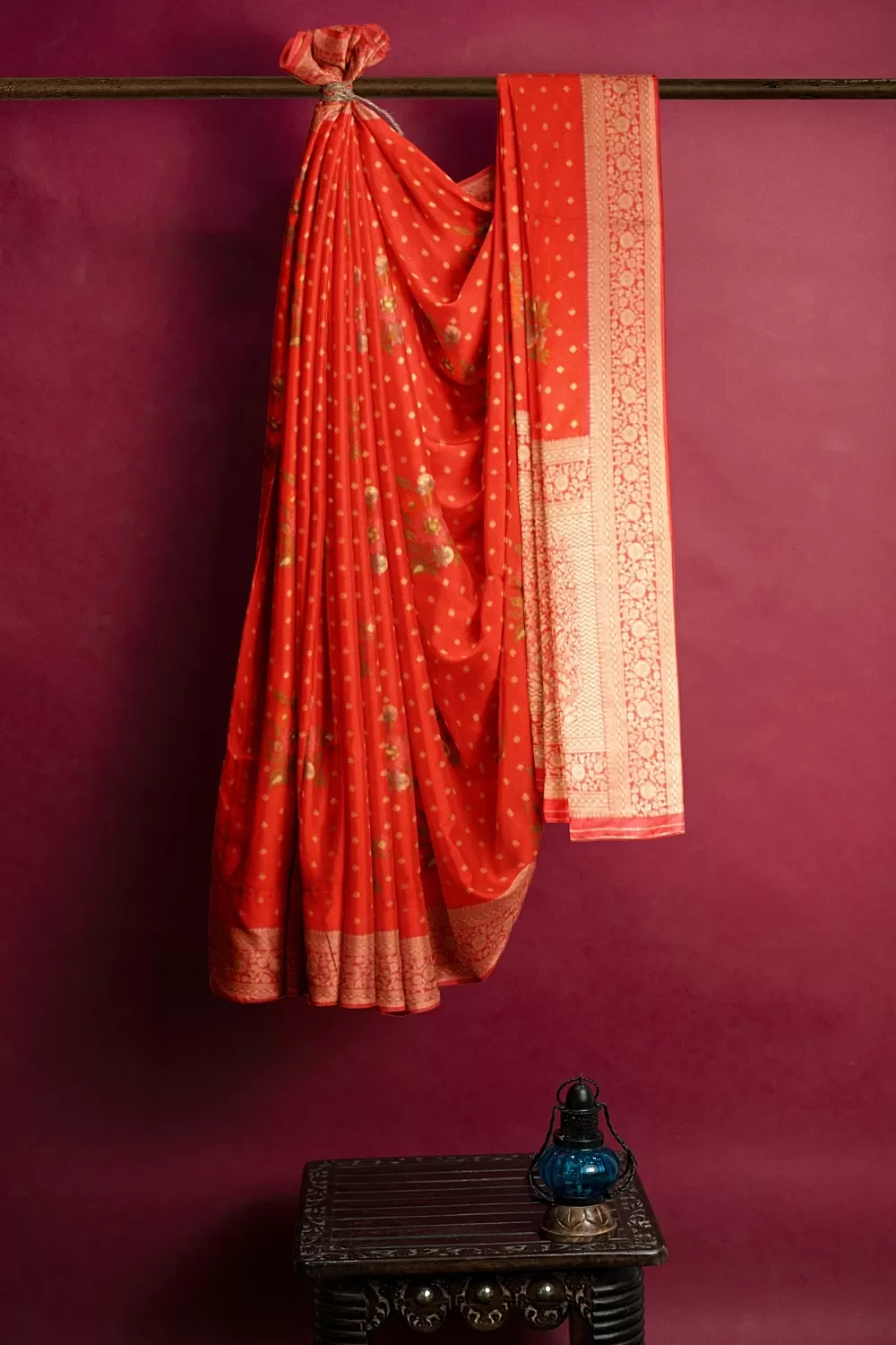 Carrot Colour Soft Silk Sarees