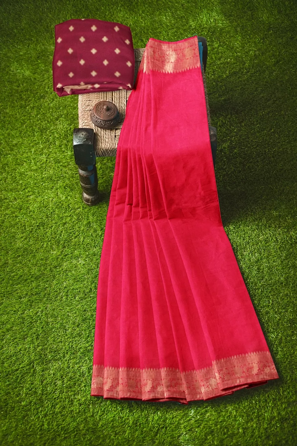 Hot Pink Tussar Sarees