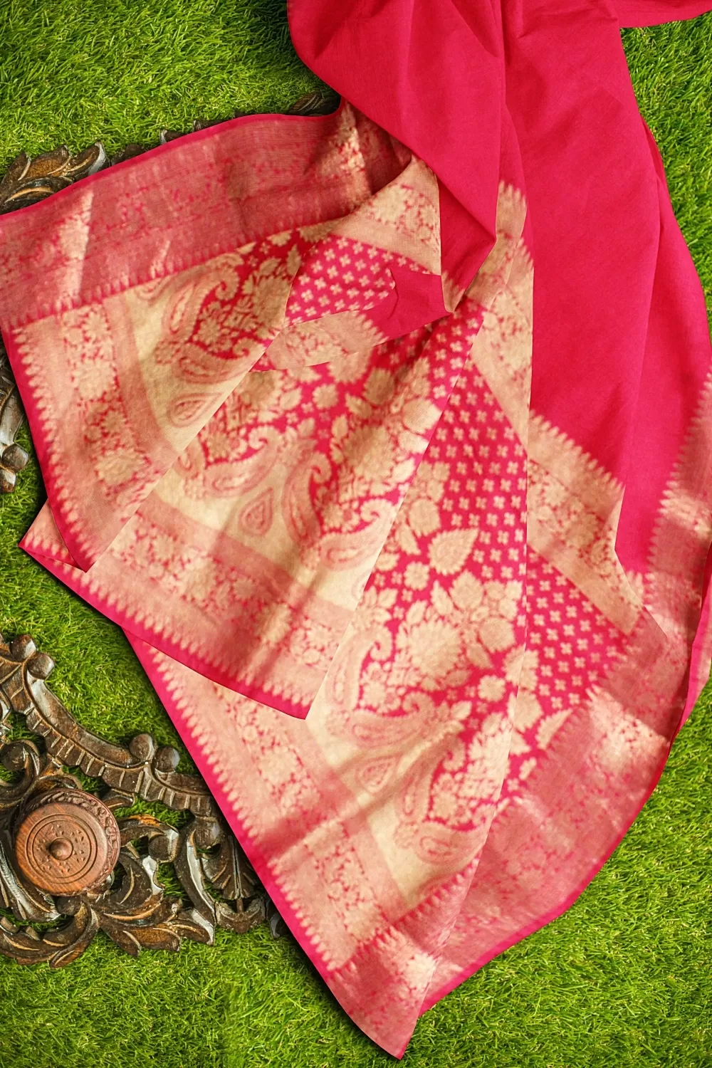 Hot Pink Tussar Sarees