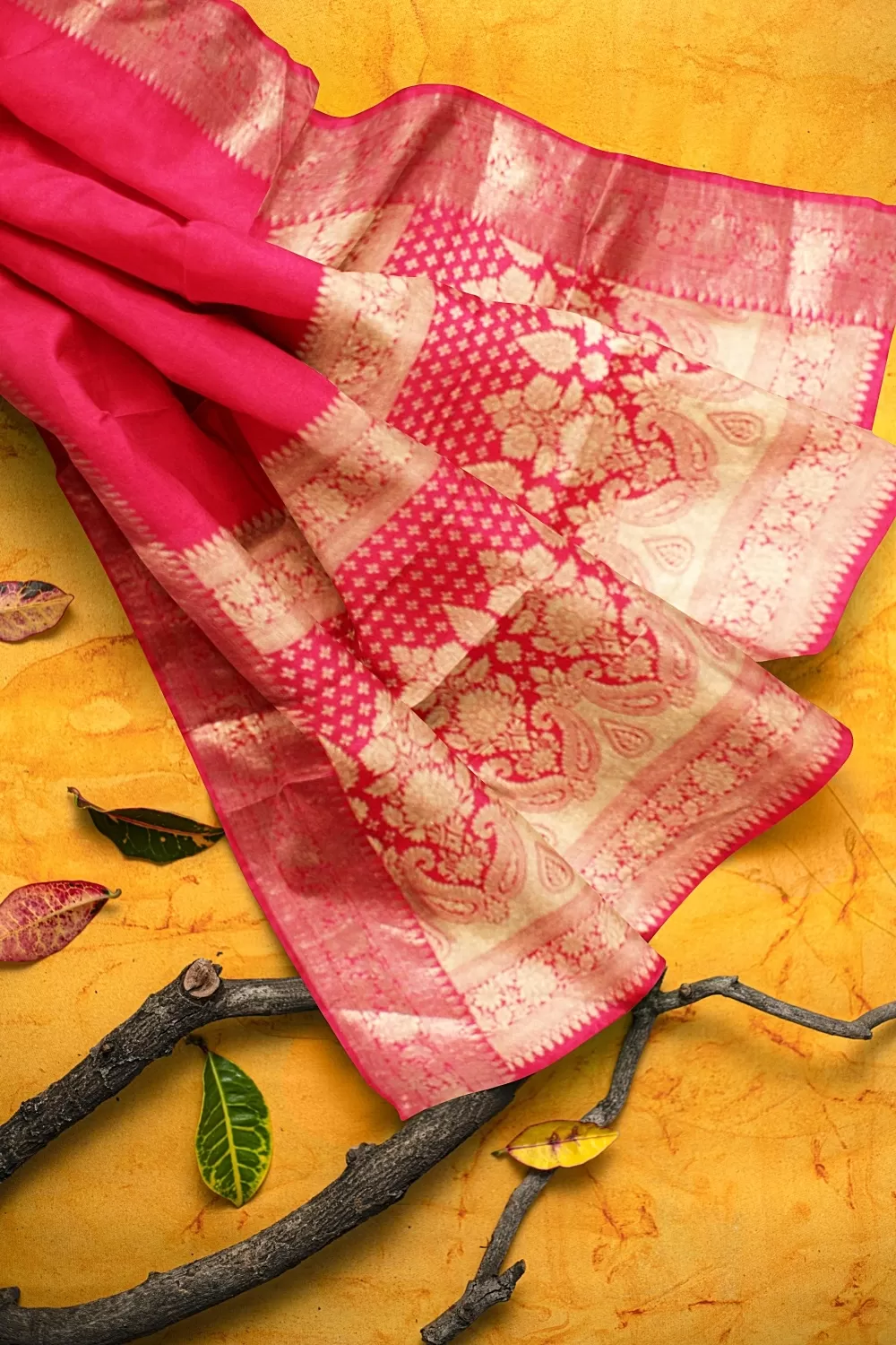 Hot Pink Tussar Sarees