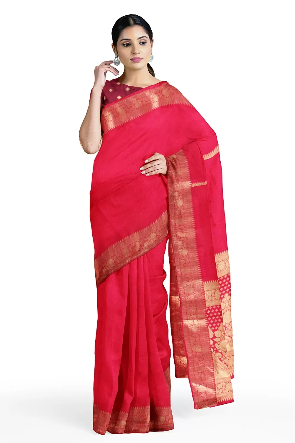 Hot Pink Tussar Sarees