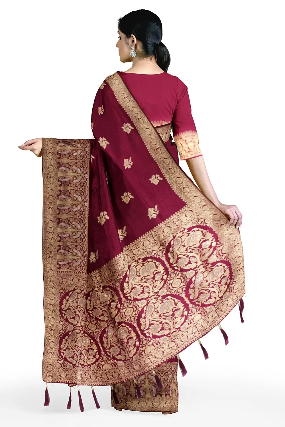 Wine Colour Soft Silk Sarees