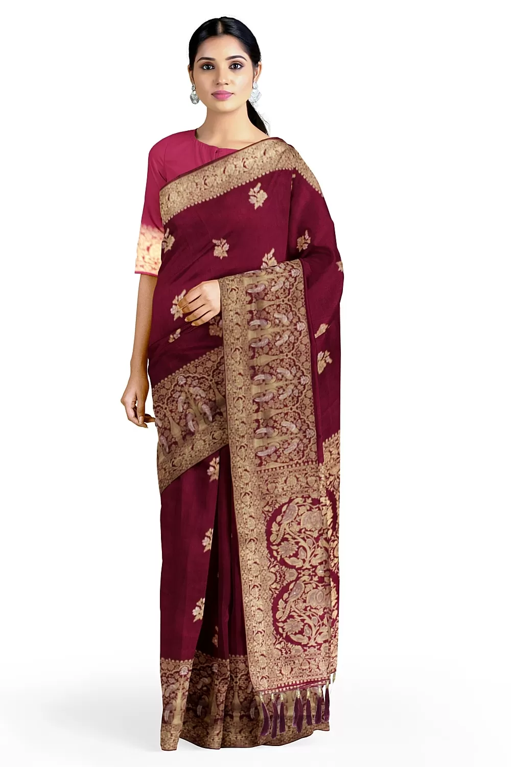 Wine Colour Soft Silk Sarees