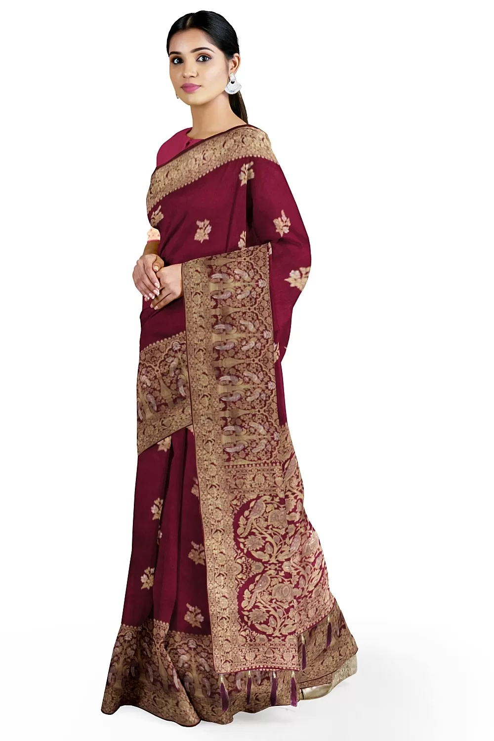 Wine Colour Soft Silk Sarees