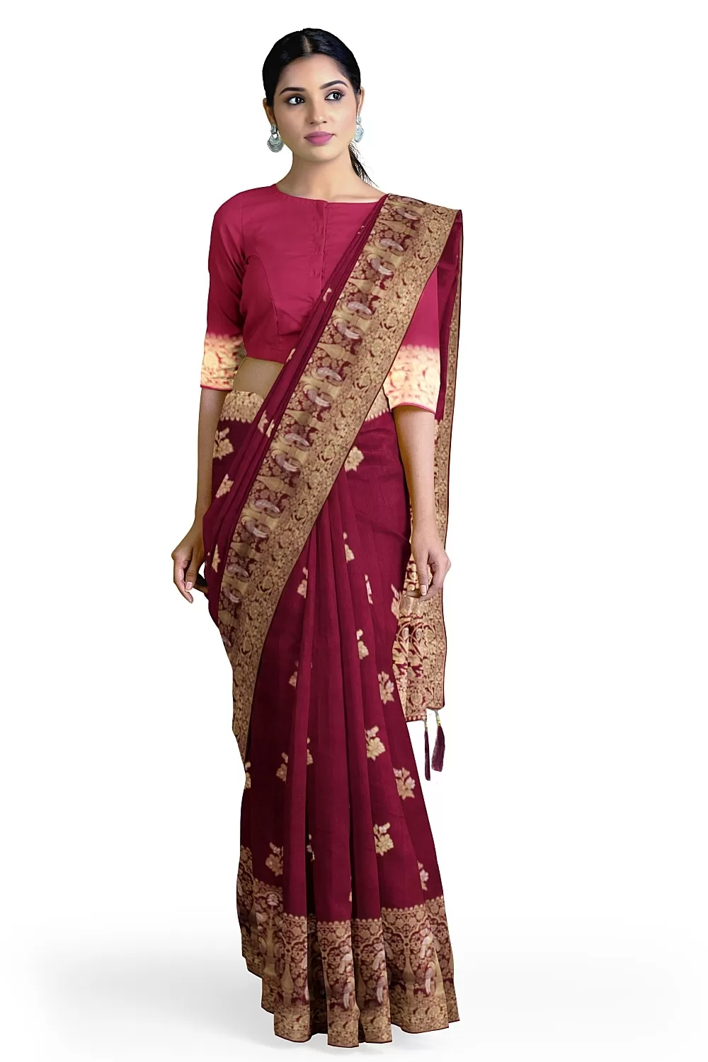 Wine Colour Soft Silk Sarees