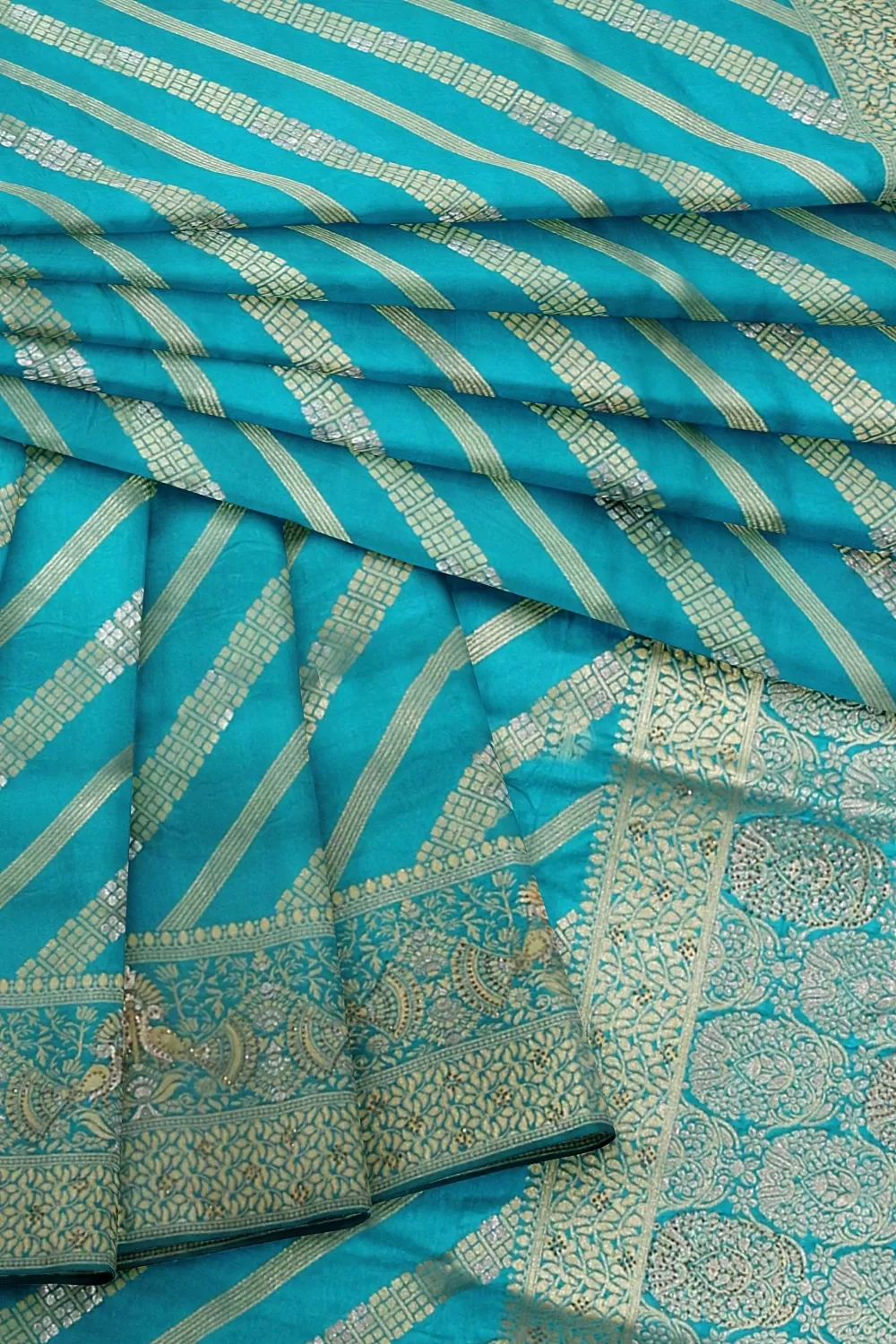 Firozi Colour Soft Silk Sarees