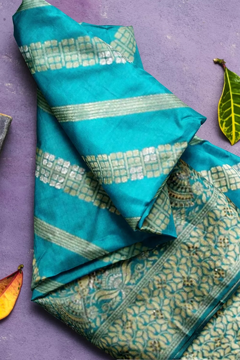 Firozi Colour Soft Silk Sarees