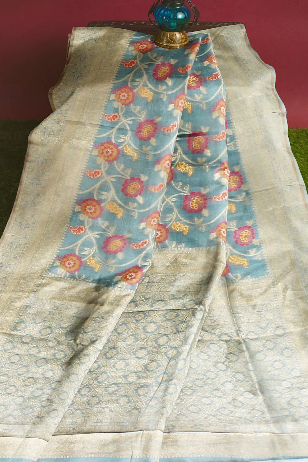 Sky Blue Colour Organza Saree