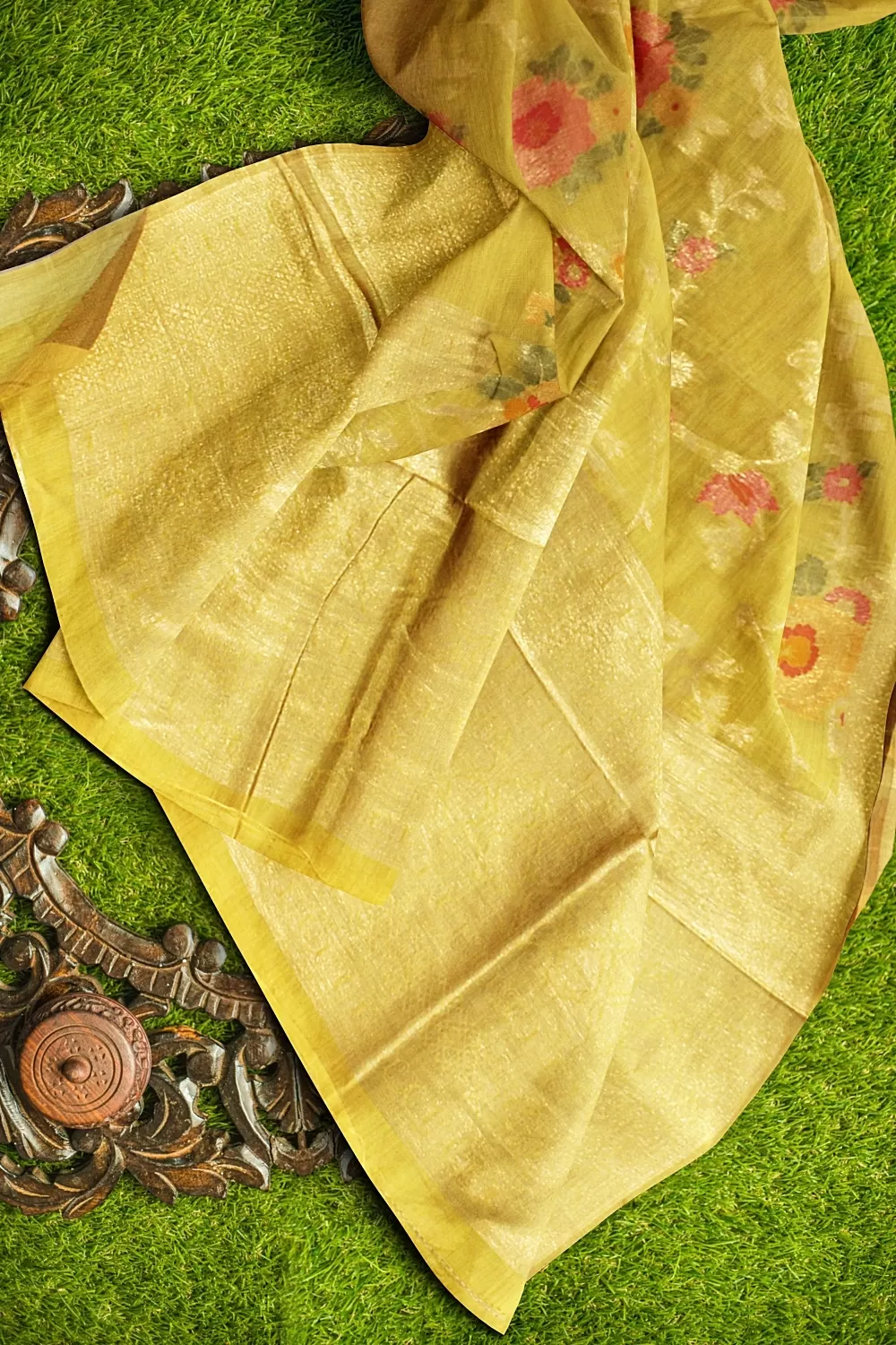 Mustard Colour Organza Saree