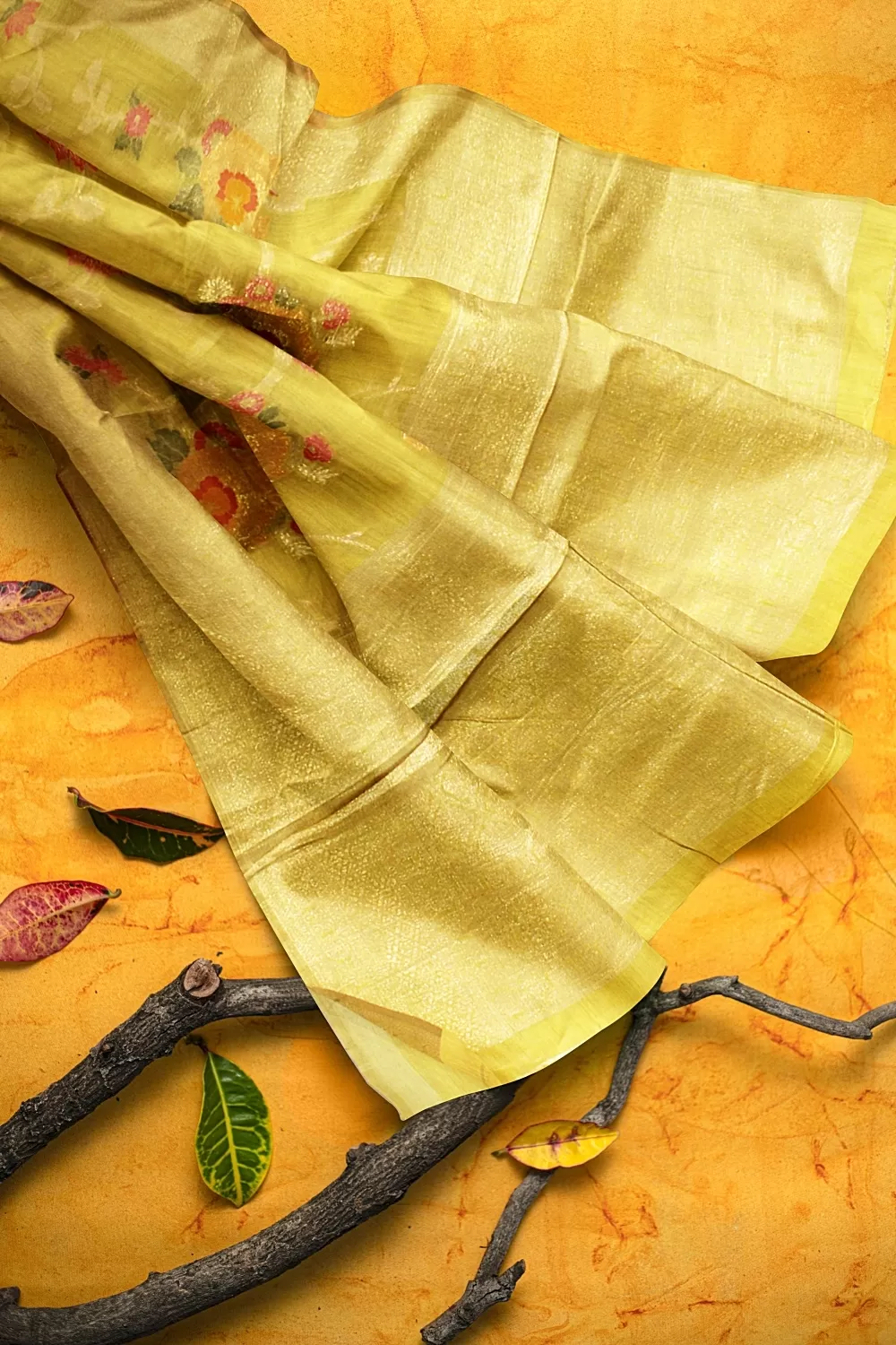 Mustard Colour Organza Saree