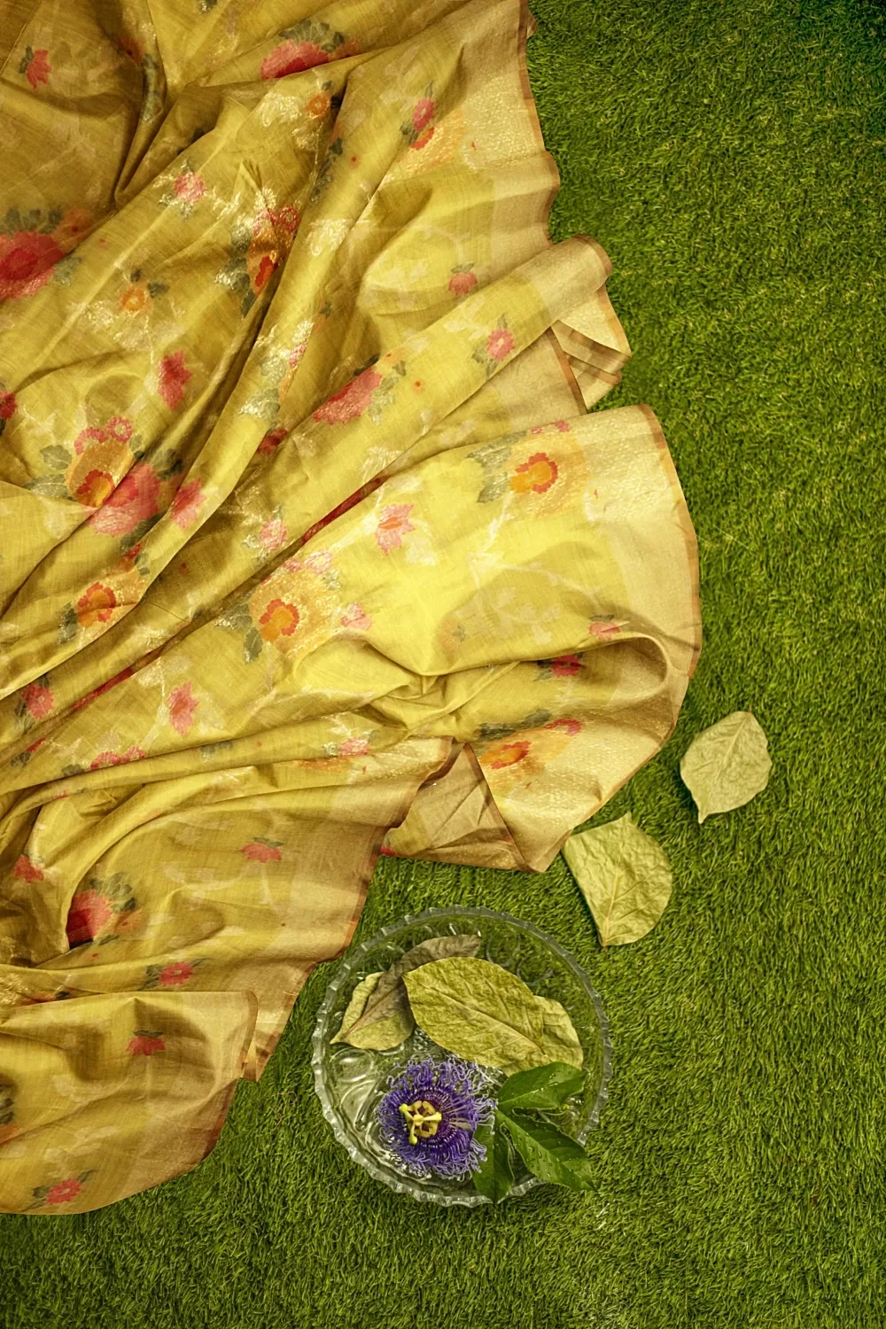 Mustard Colour Organza Saree