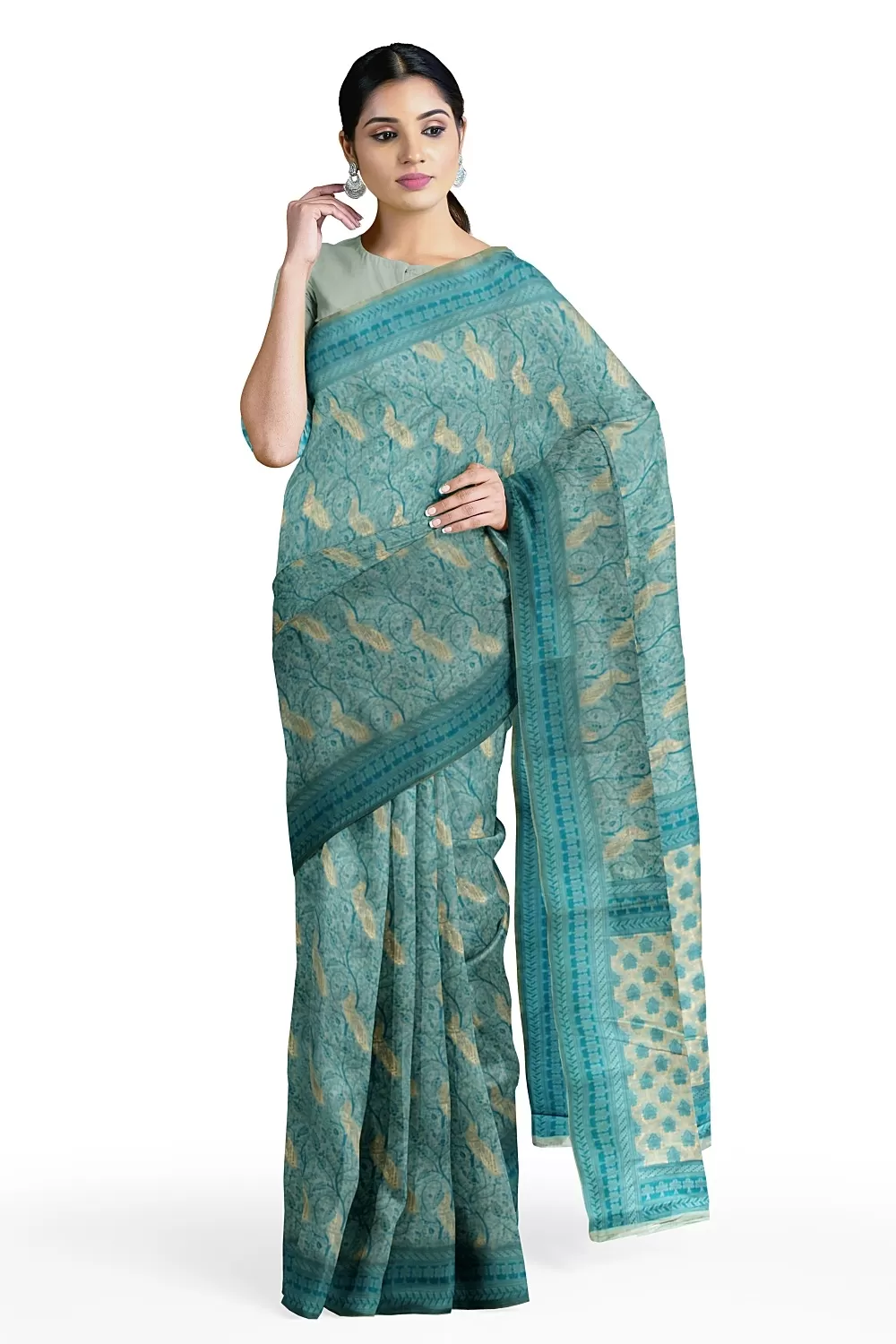 See Green Sumer Silk Saree