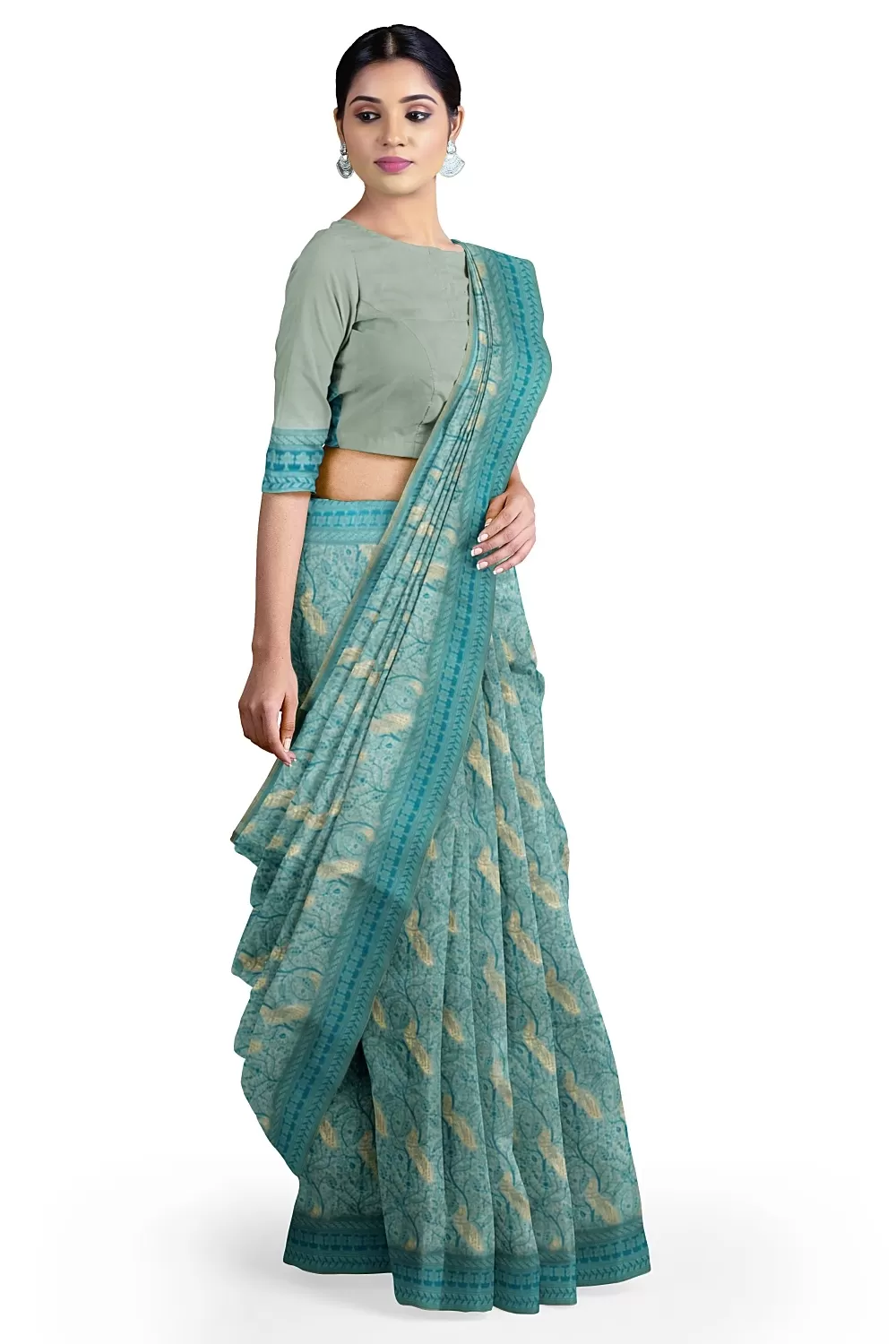 See Green Sumer Silk Saree