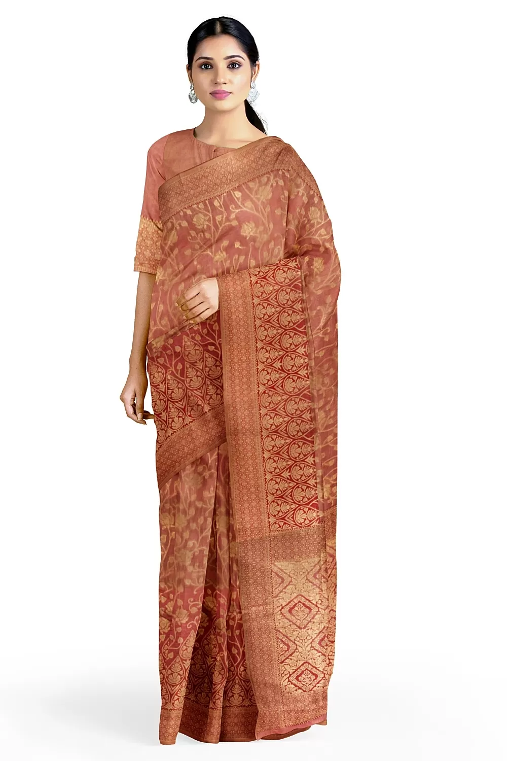 Onion Pink Colour Organza Saree