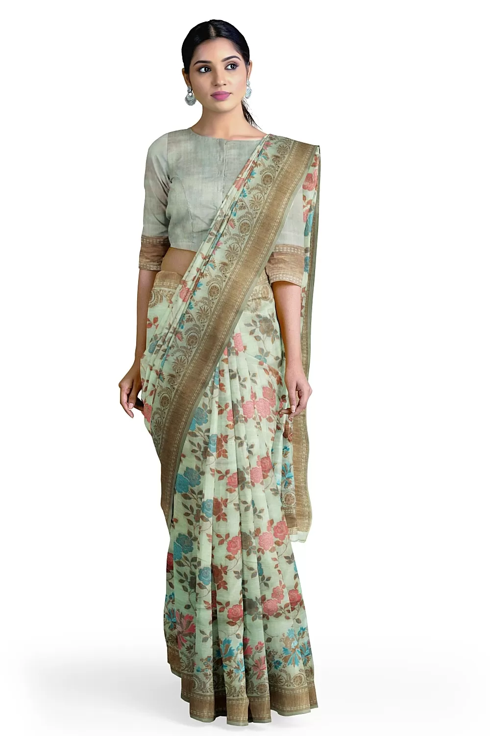 Pista Green Colour Summer Silk Saree