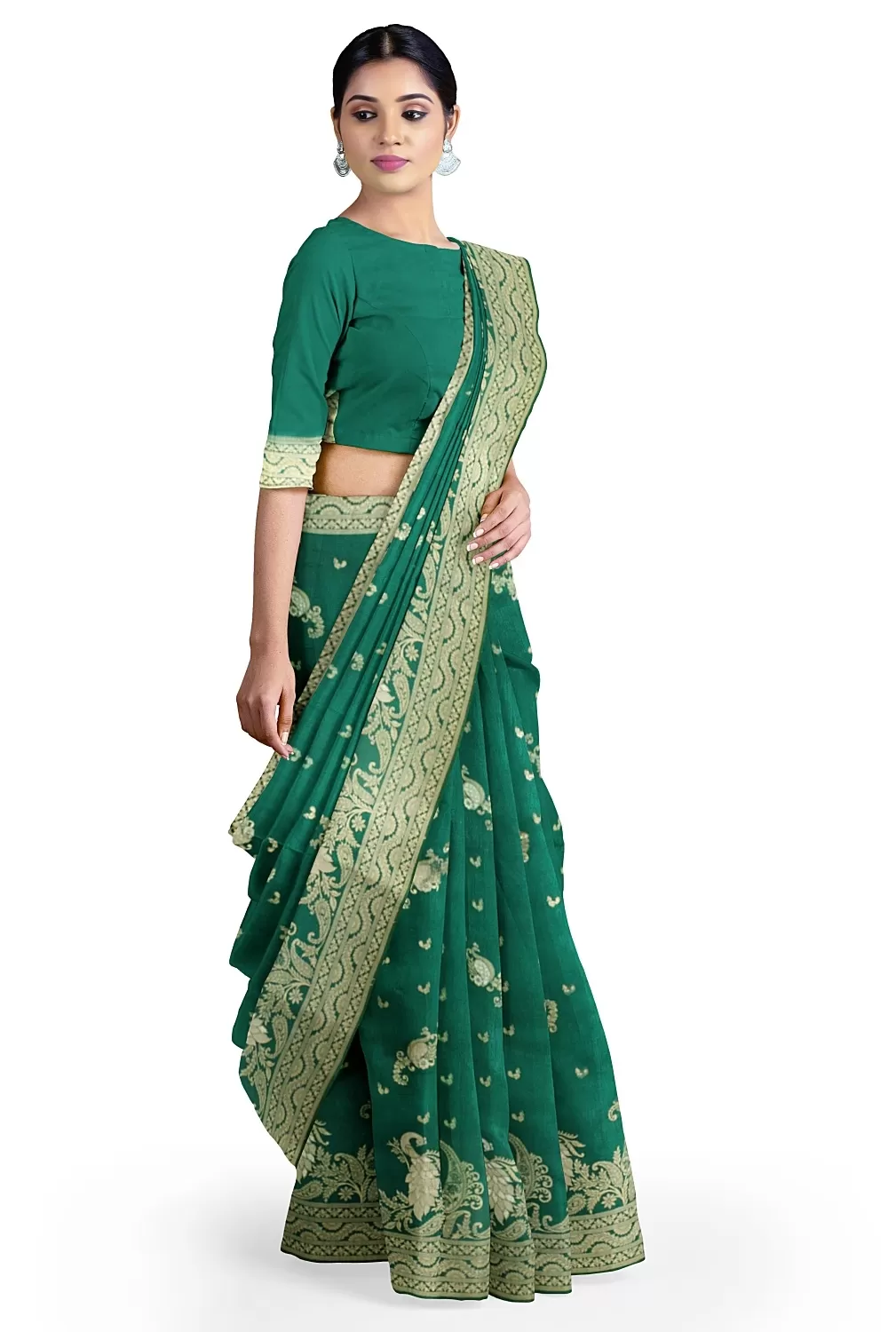 Green Colour Soft Silk Sarees